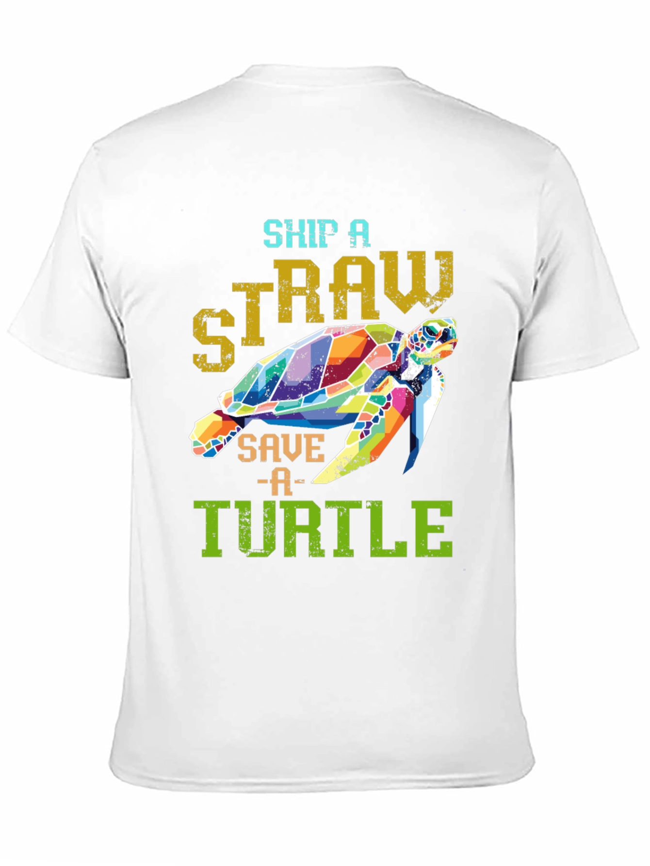 Ship a Straw Save a Turtle Black T-Shirt
