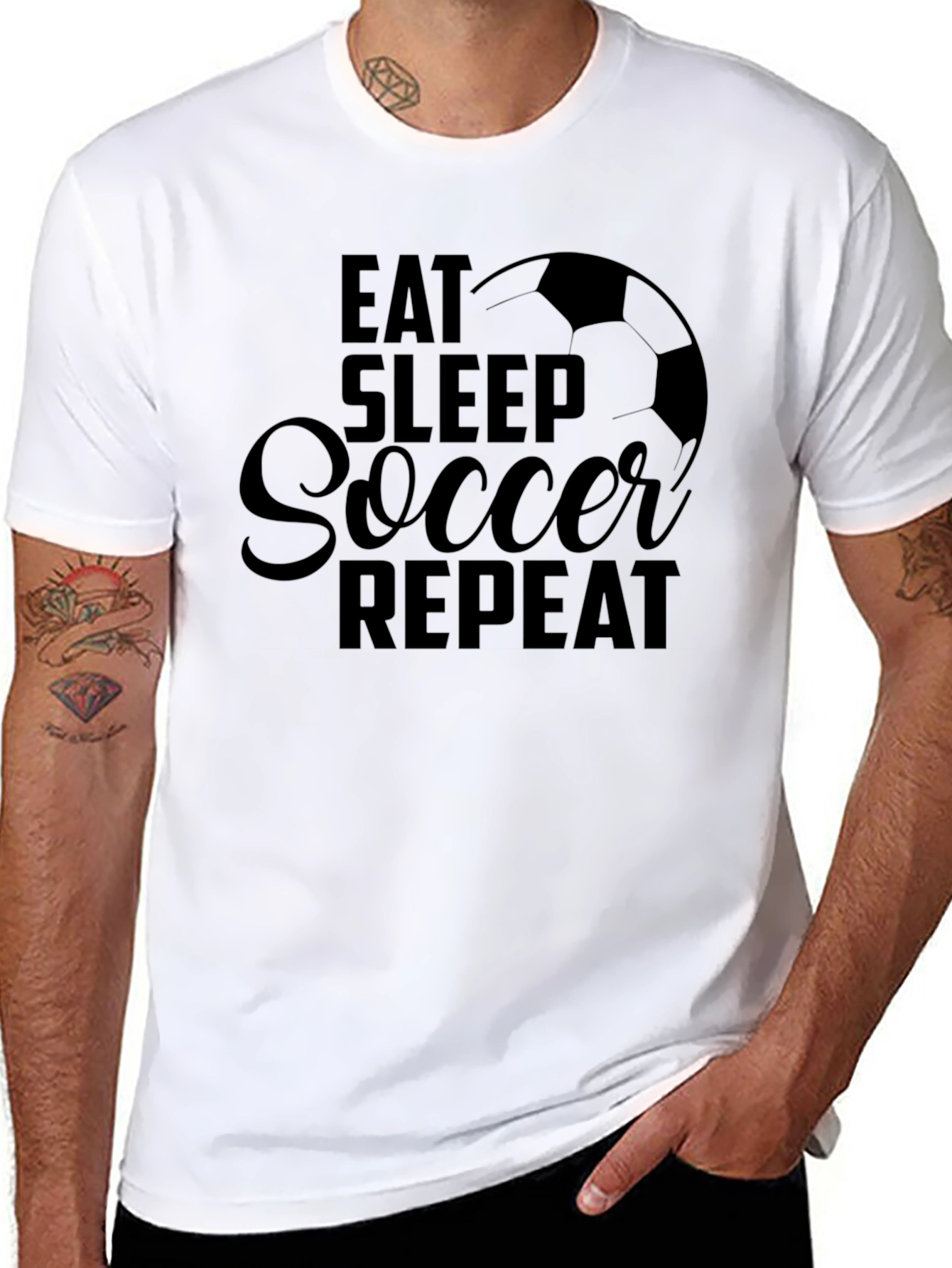 Eat Sleep Soccer Repeat Black T-Shirt