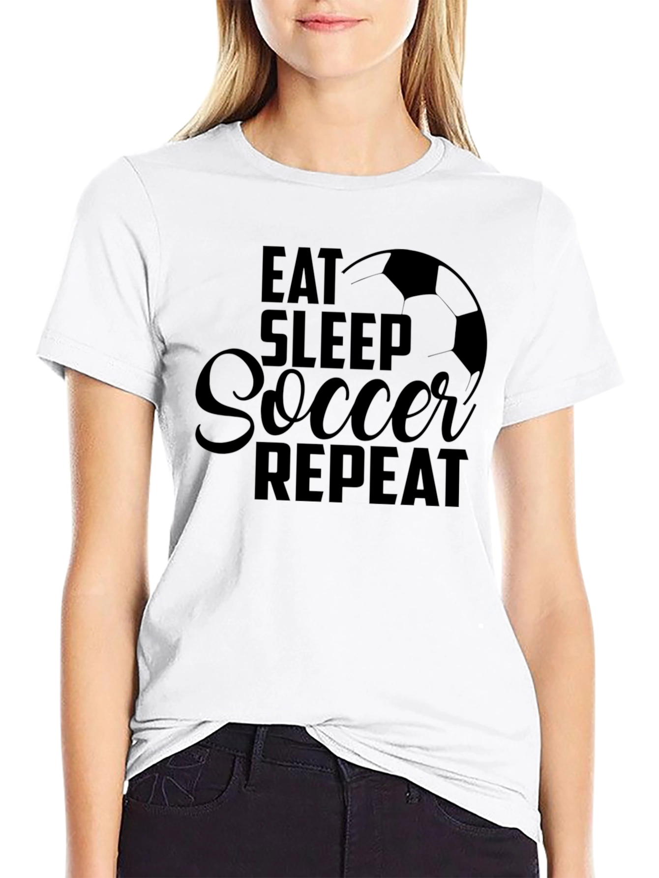 Eat Sleep Soccer Repeat Black T-Shirt