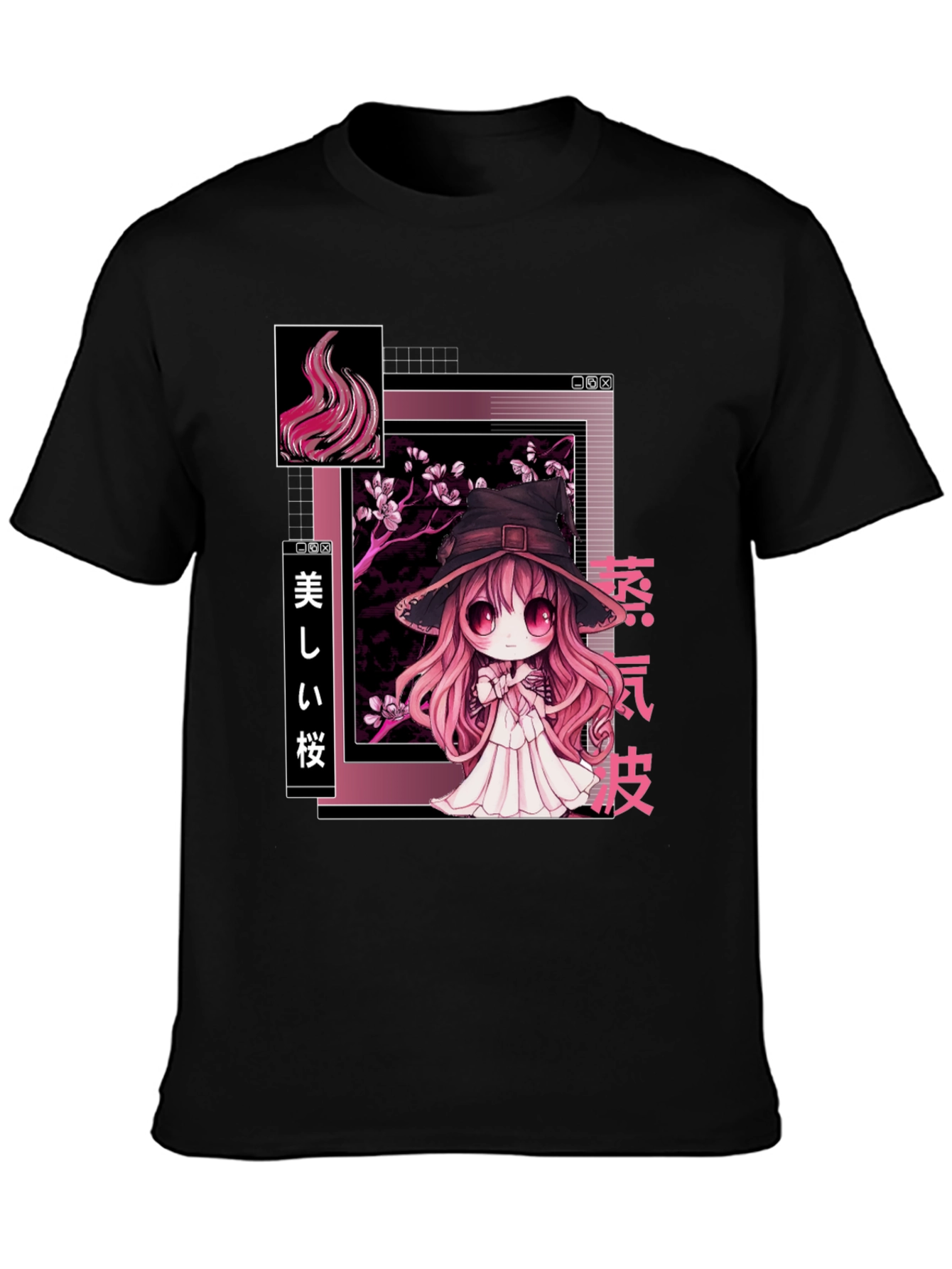 Anime Witch Graphic Tee - Stylish Black T-Shirt