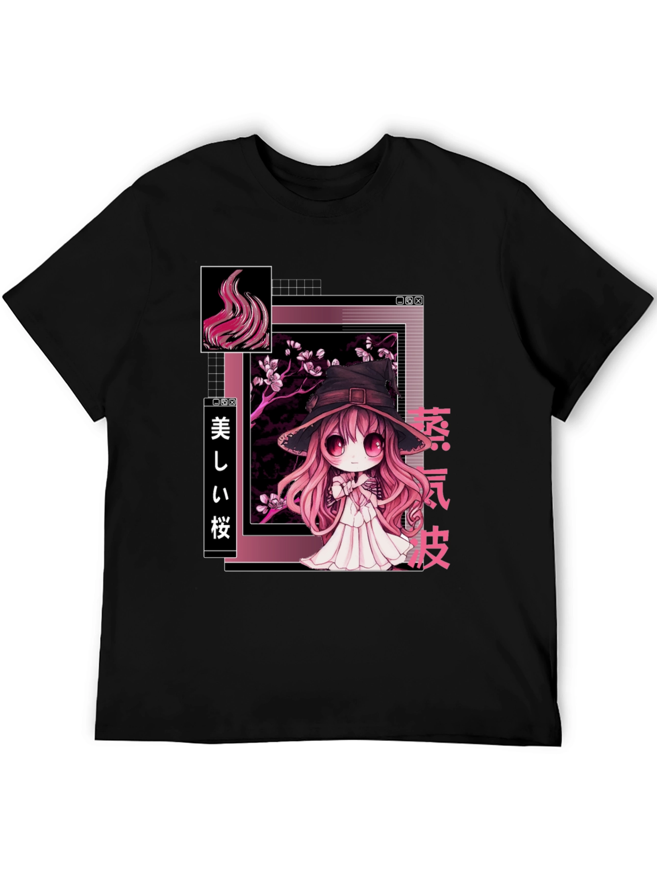 Anime Witch Graphic Tee - Stylish Black T-Shirt
