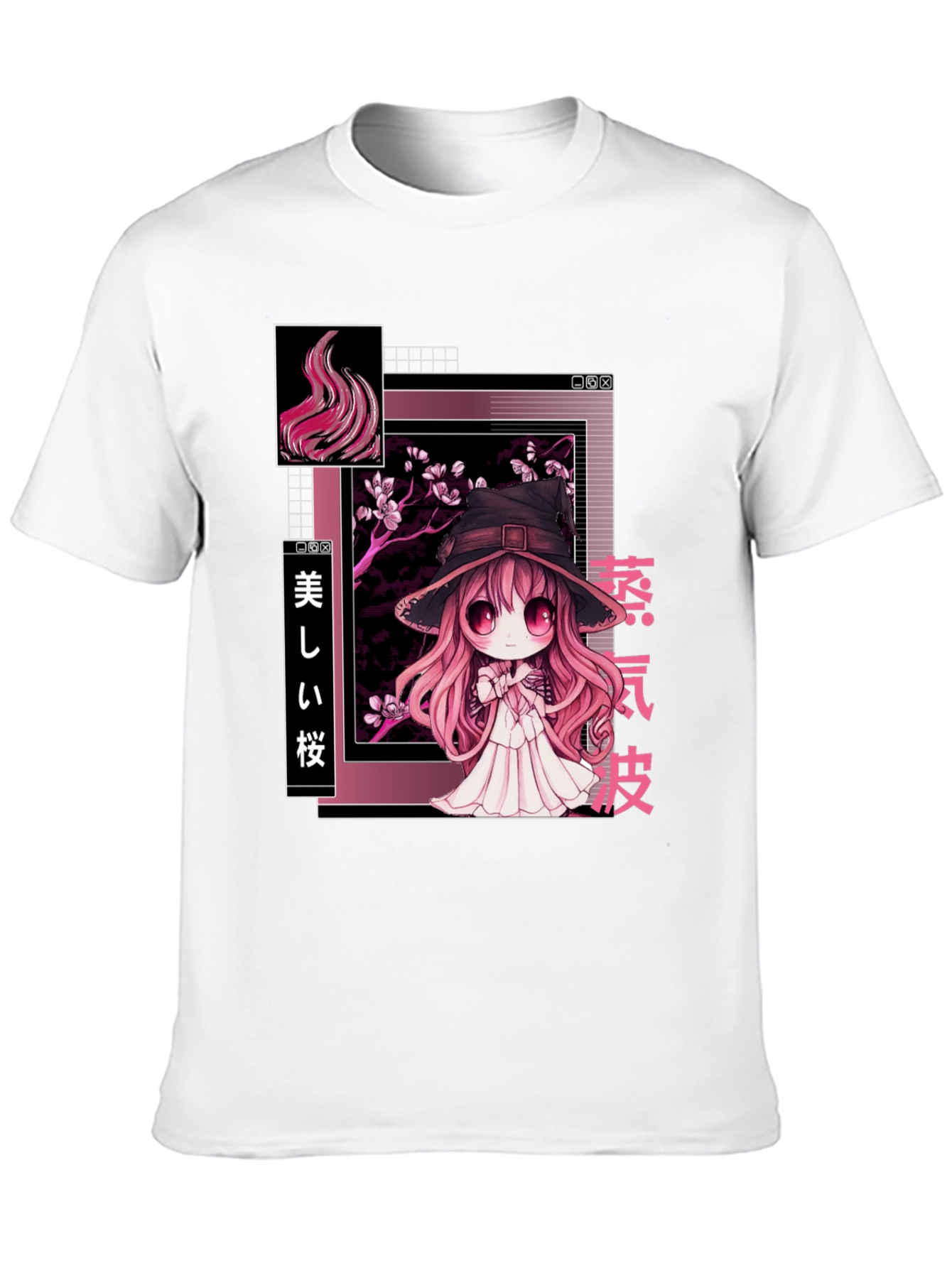 Anime Witch Graphic Tee - Stylish Black T-Shirt