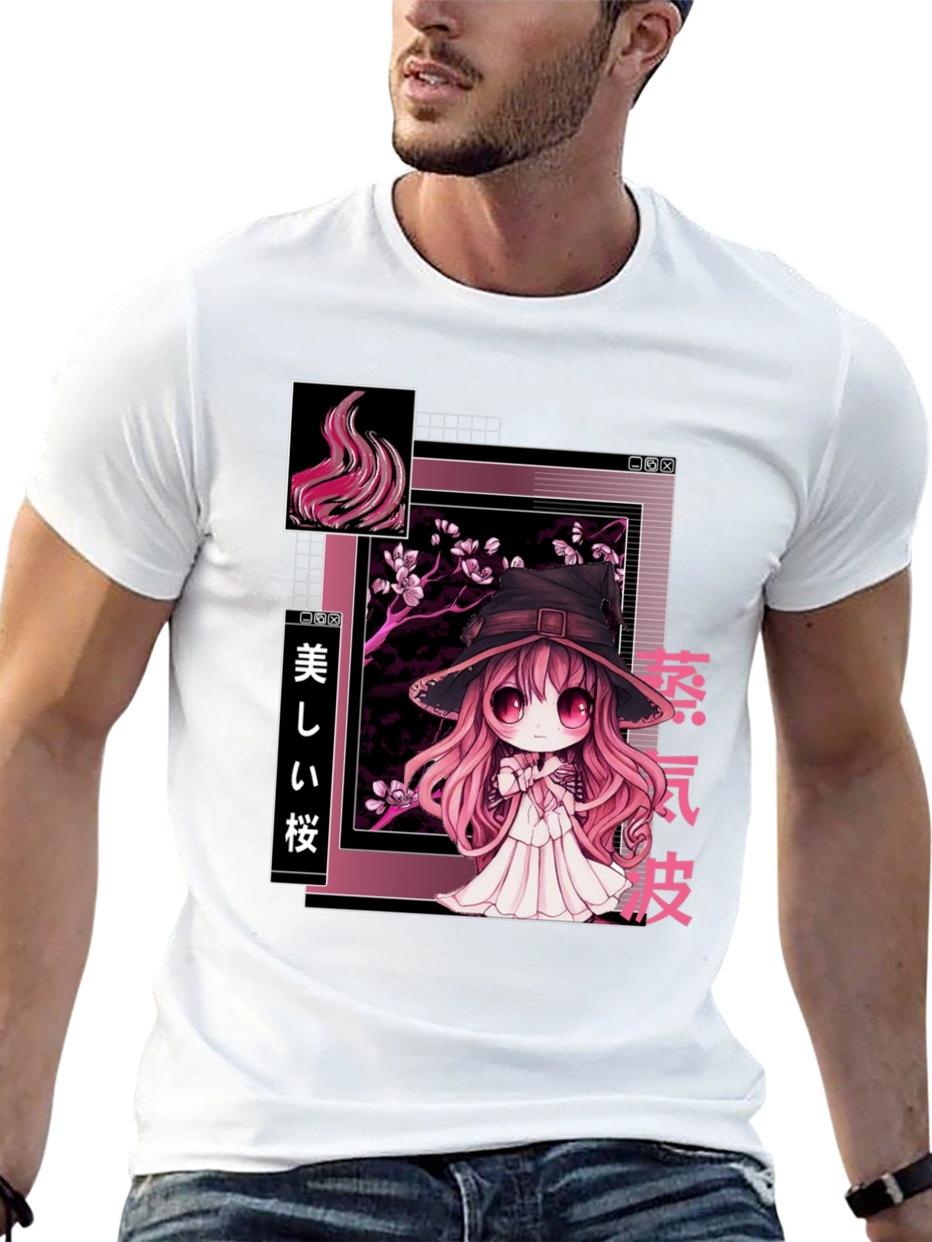 Anime Witch Graphic Tee - Stylish Black T-Shirt