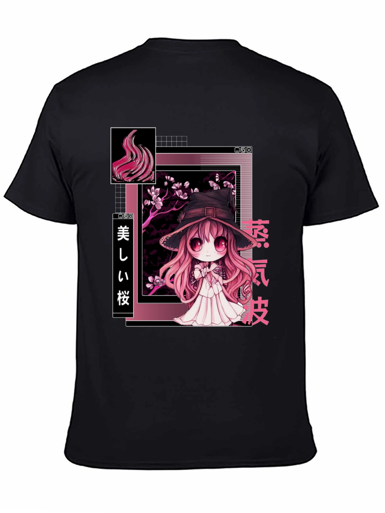 Anime Witch Graphic Tee - Stylish Black T-Shirt