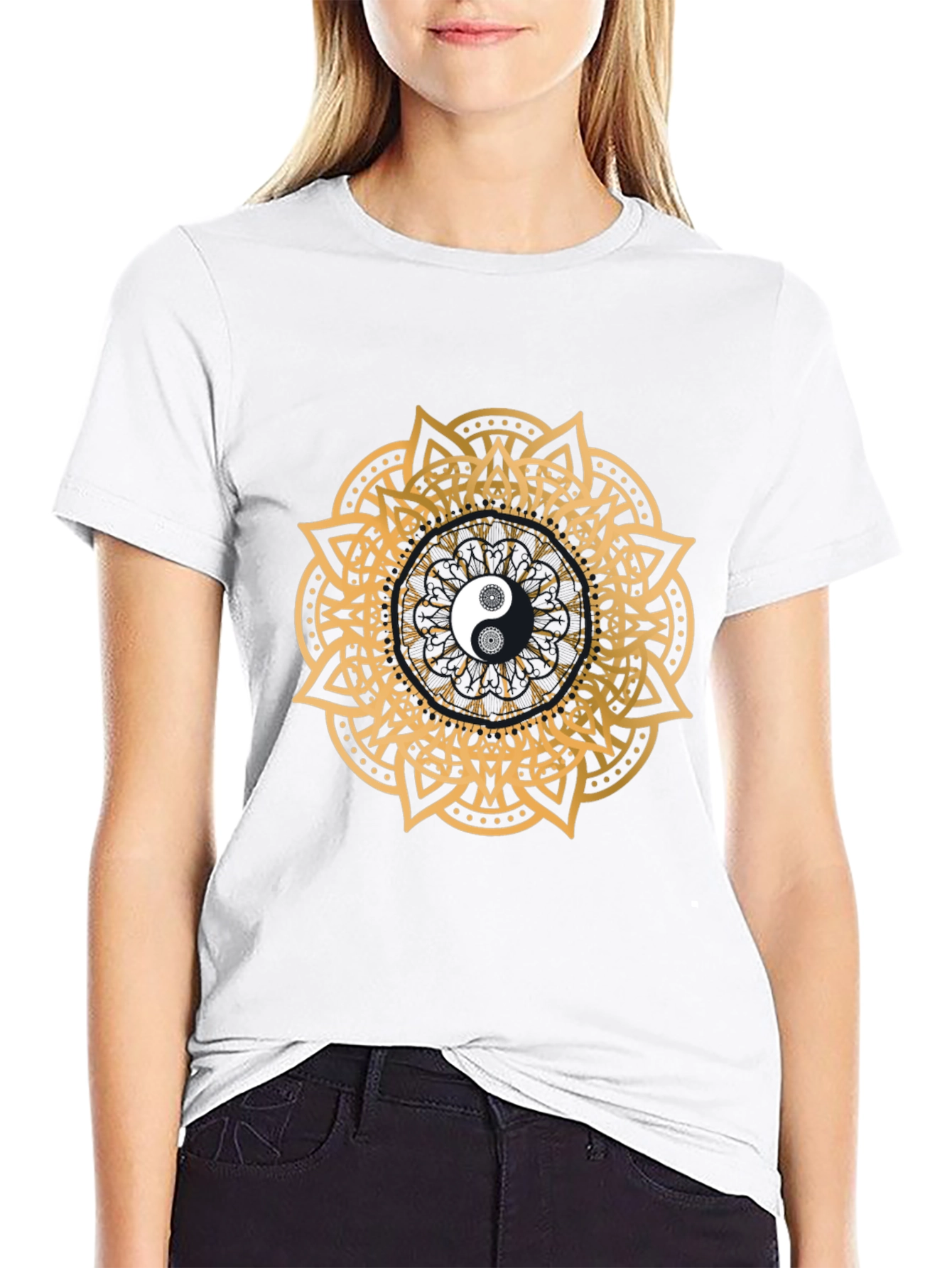 Yin Yang Mandala Graphic Black T-Shirt