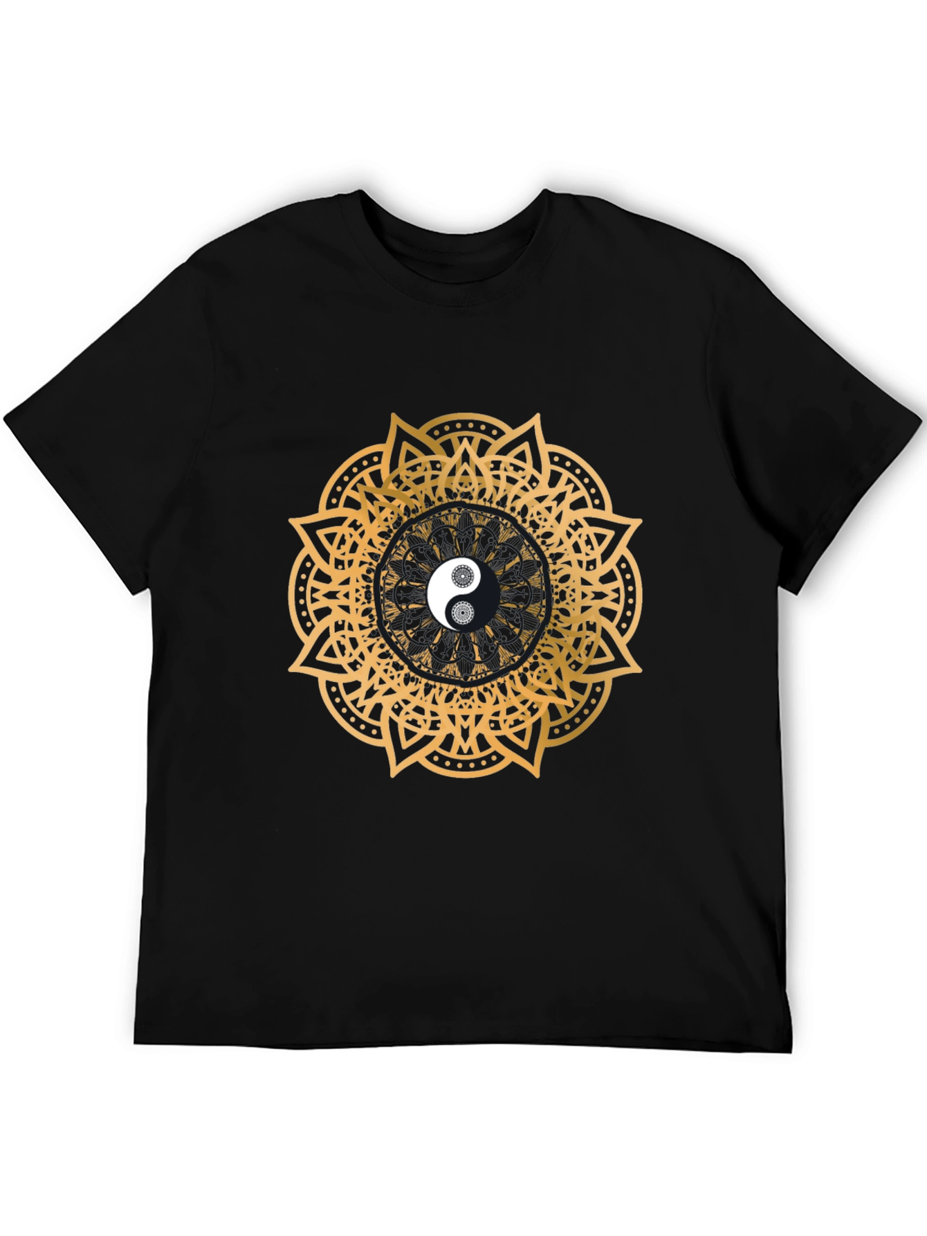 Yin Yang Mandala Graphic Black T-Shirt