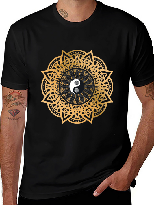 Yin Yang Mandala Graphic Black T-Shirt