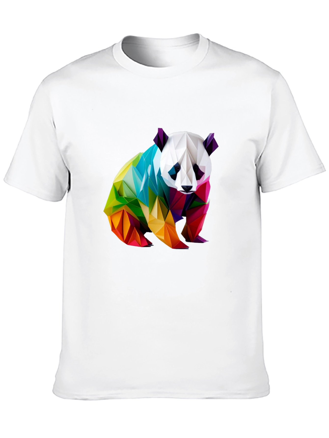 Geometric Panda Graphic Tee - Black Crew Neck