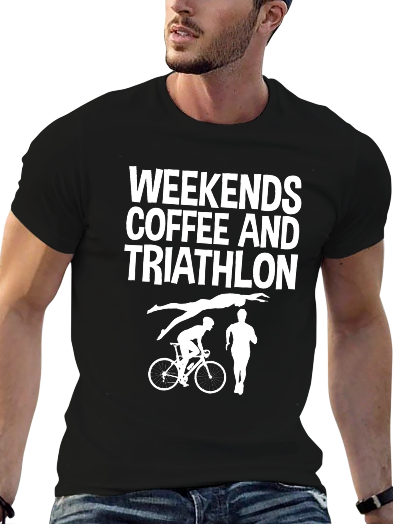 Weekends Coffee and Triathlon Black T-Shirt