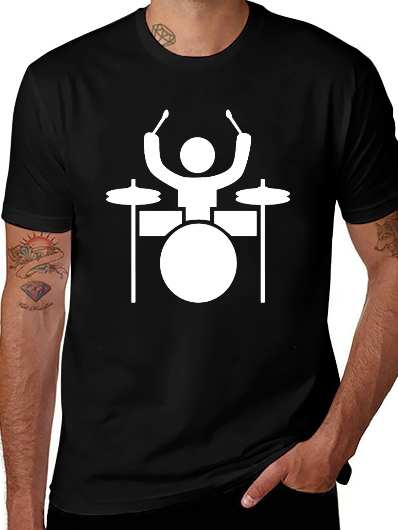Drummer Graphic T-Shirt - Black Cotton Tee