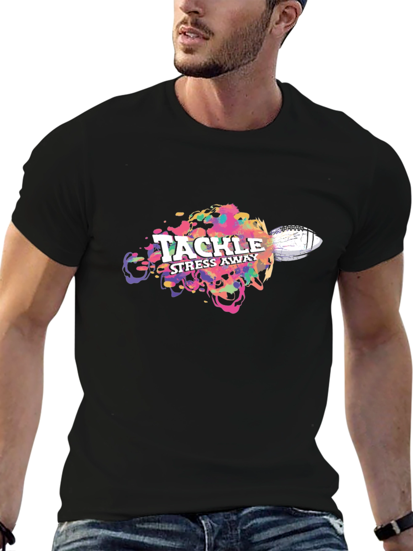 Tackle Stress Away T-Shirt - Football Design