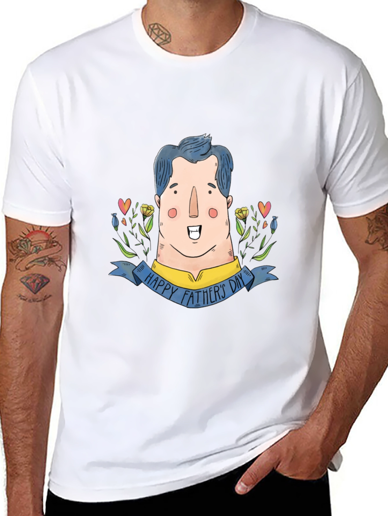 Happy Fathers Day Cartoon Dad Graphic Tee