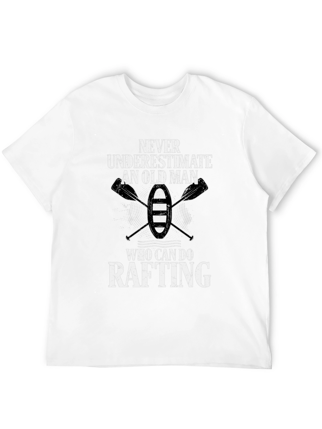 Never Underestimate Rafting Old Man Black T-Shirt