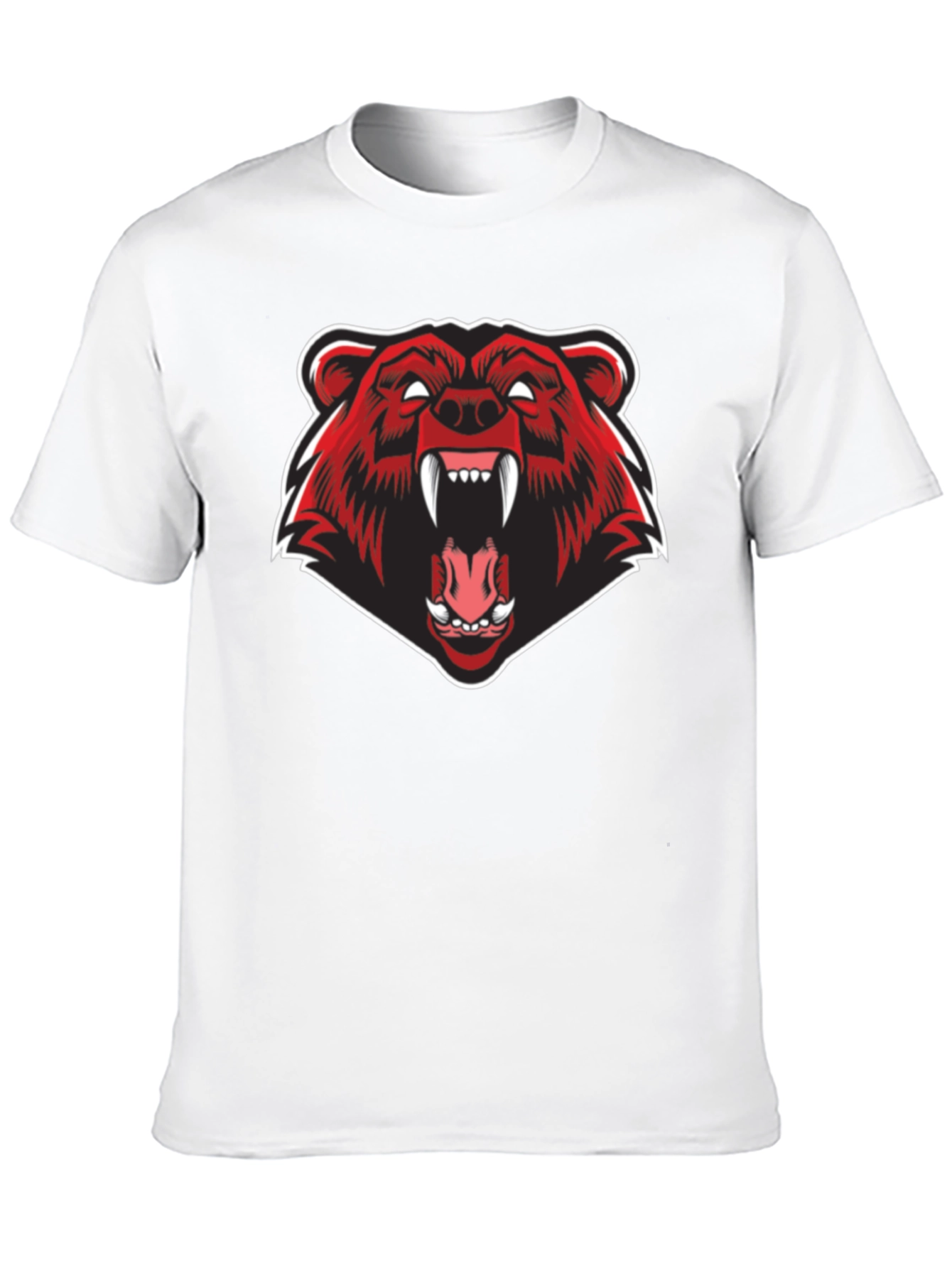 Mens Black T-Shirt - Fierce Red Bear Graphic