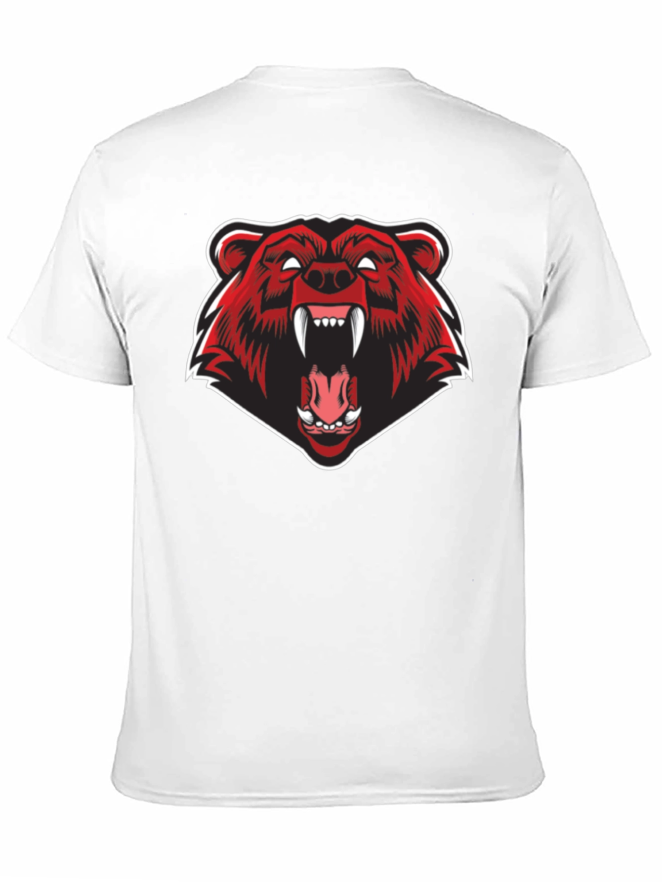 Mens Black T-Shirt - Fierce Red Bear Graphic