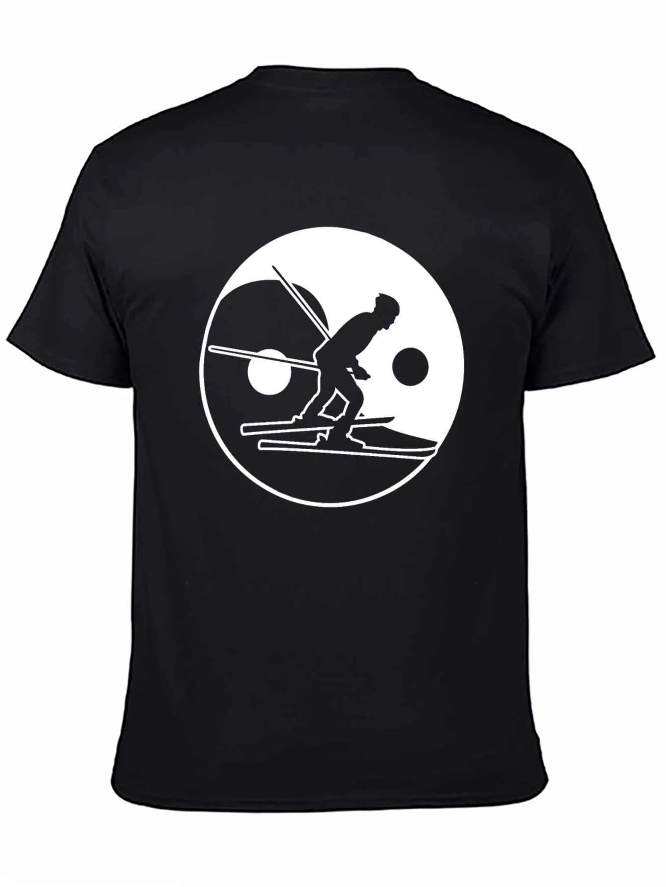 Yin Yang Skier Graphic Tee - Black Cotton Blend