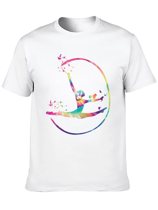 Gymnast Tie-Dye Graphic Tee - Black Cotton Comfort