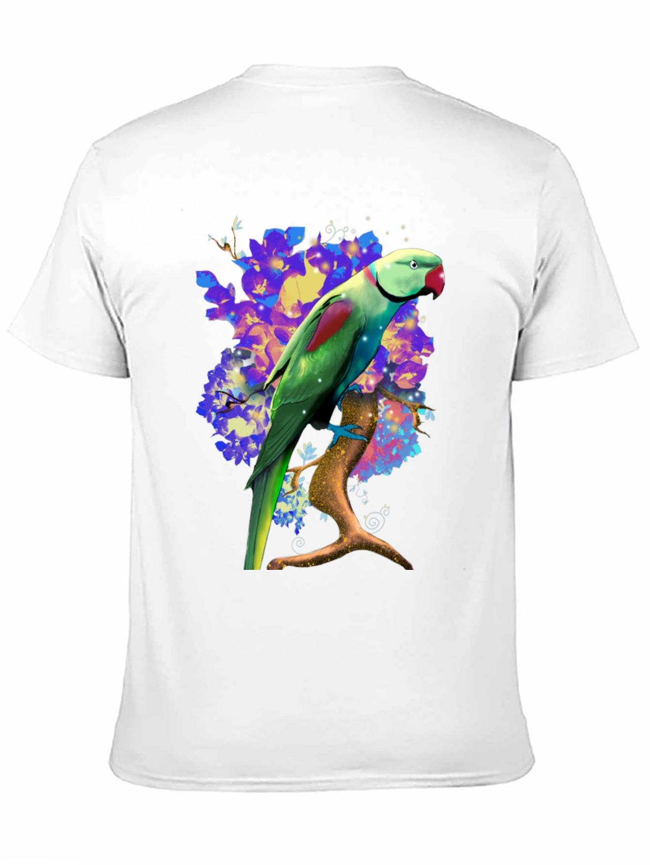 Parrot Graphic T-Shirt - Vibrant Bird on Branch Design