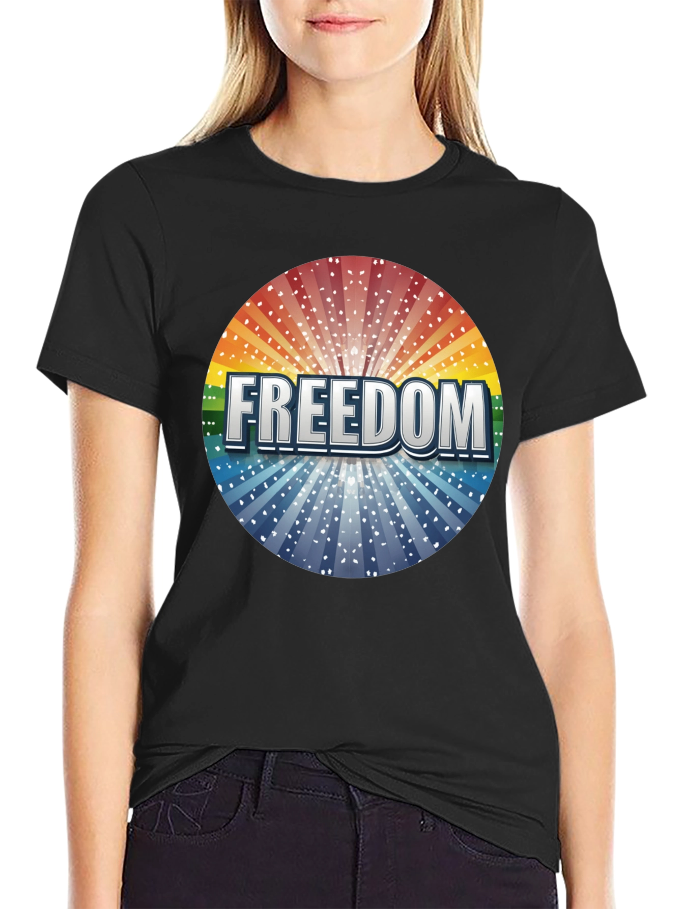 Freedom Graphic Print Crew Neck T-Shirt