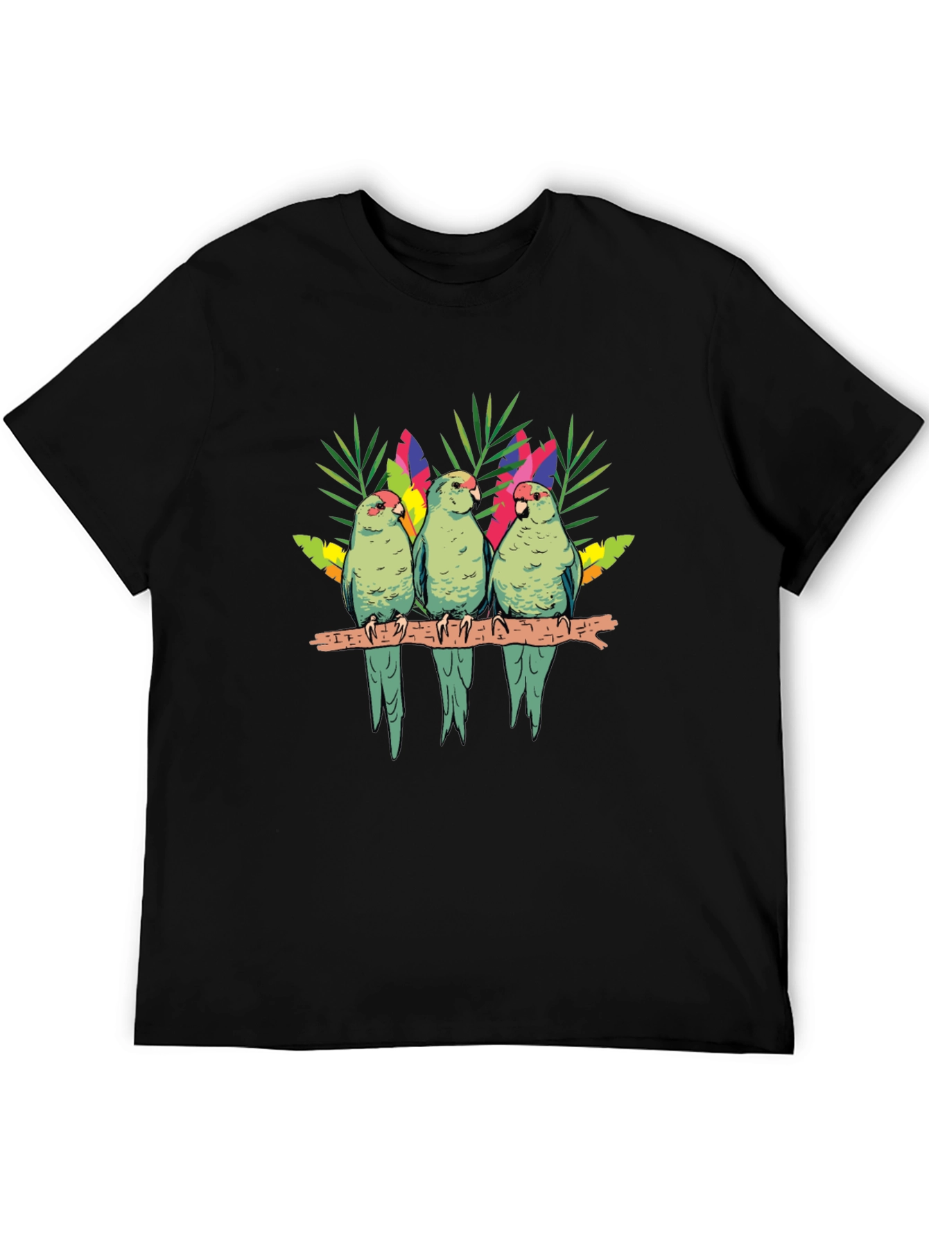 Parrot Trio Graphic Tee - Tropical Bird Shirt