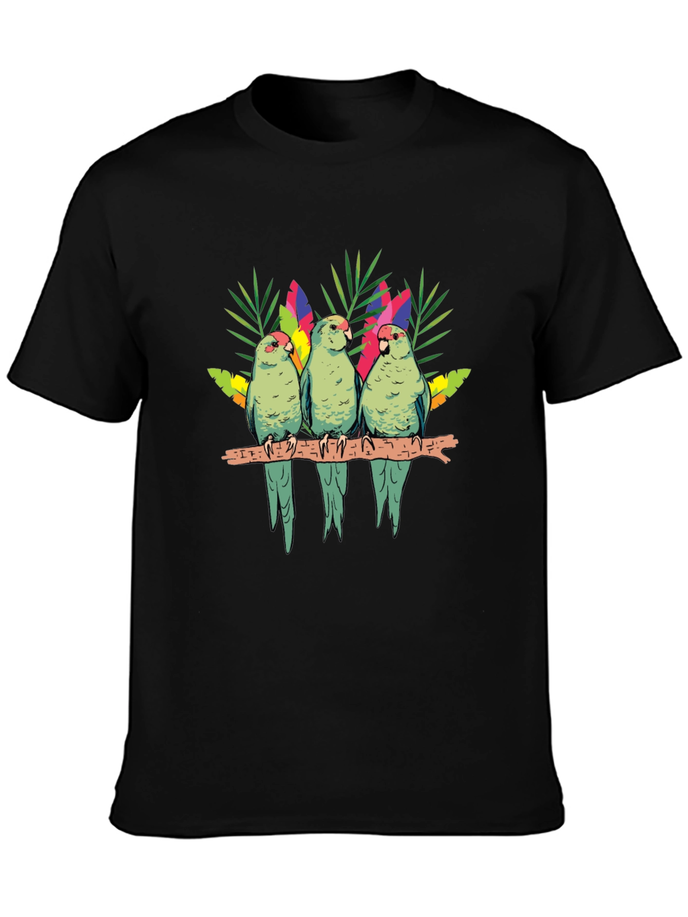 Parrot Trio Graphic Tee - Tropical Bird Shirt