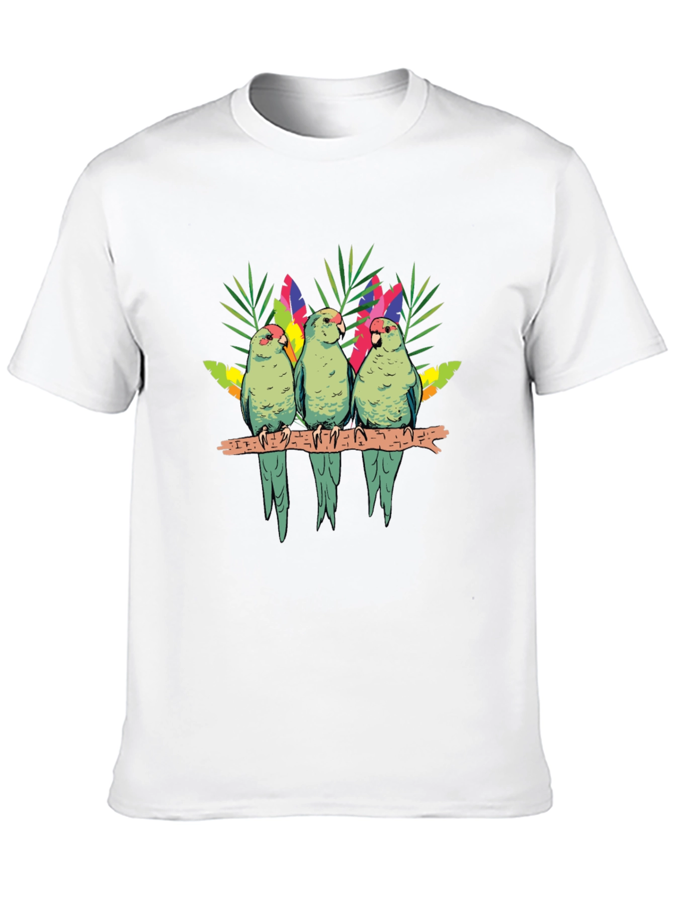 Parrot Trio Graphic Tee - Tropical Bird Shirt