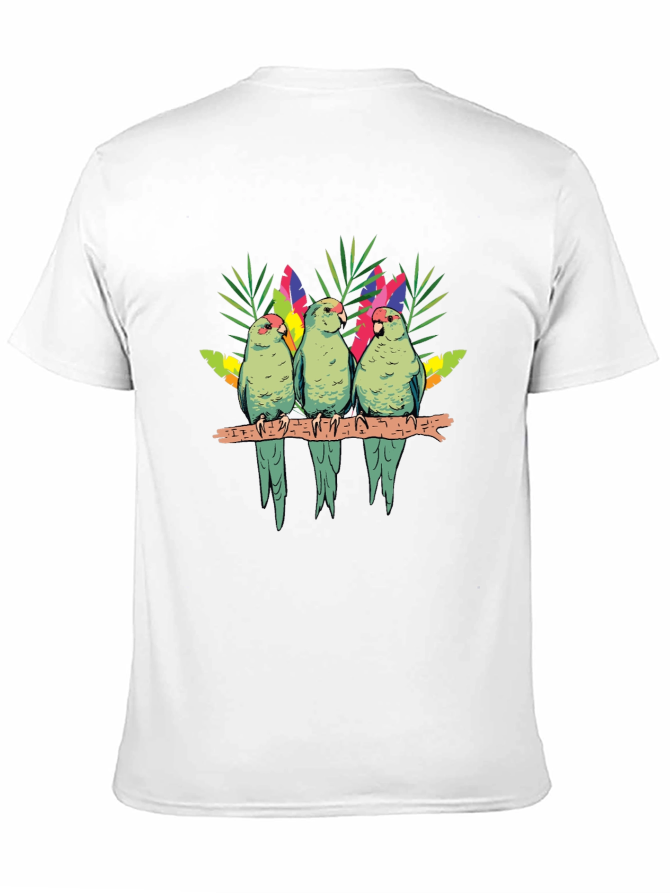 Parrot Trio Graphic Tee - Tropical Bird Shirt