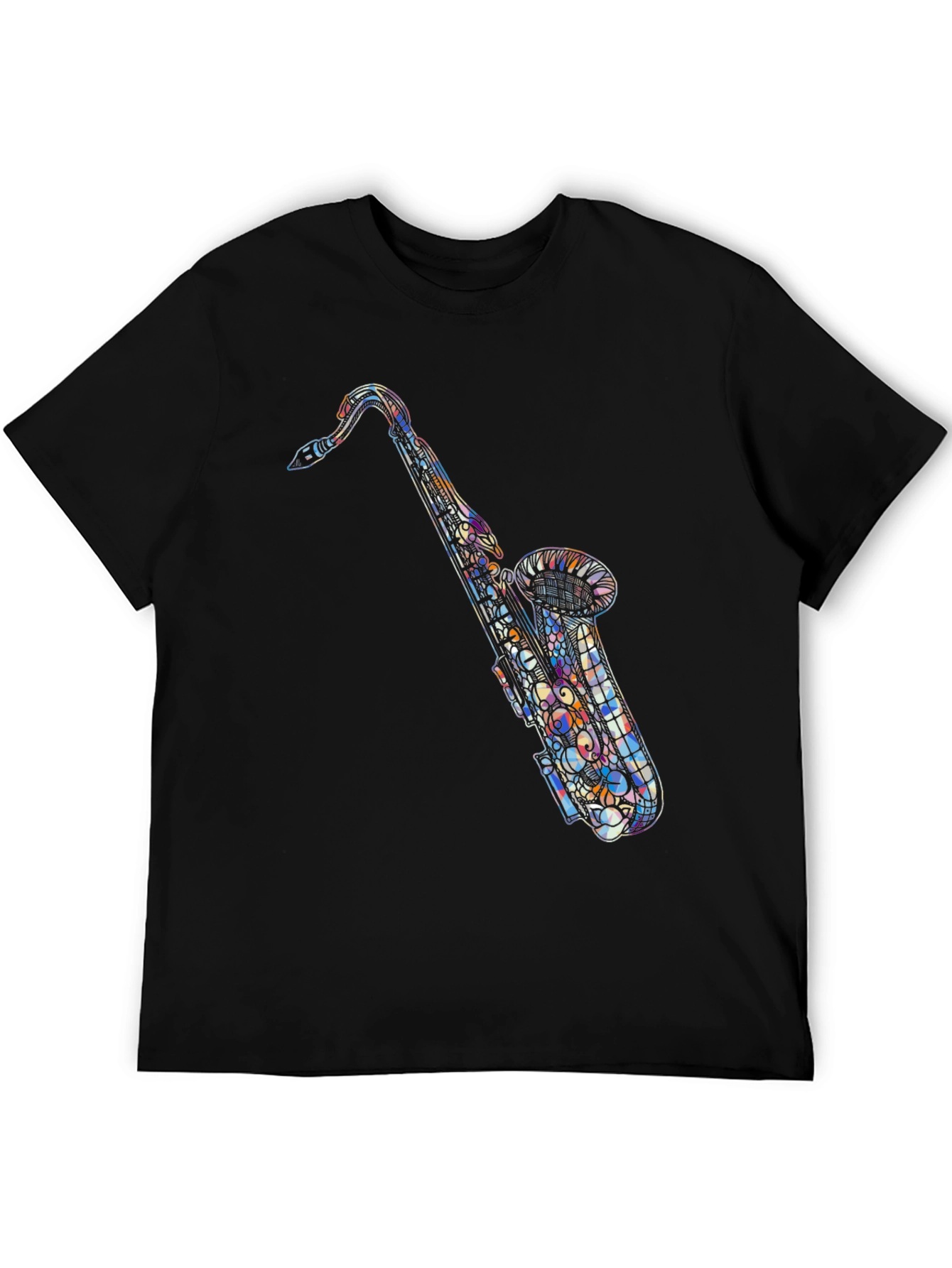 Abstract Saxophone Graphic Tee - Black