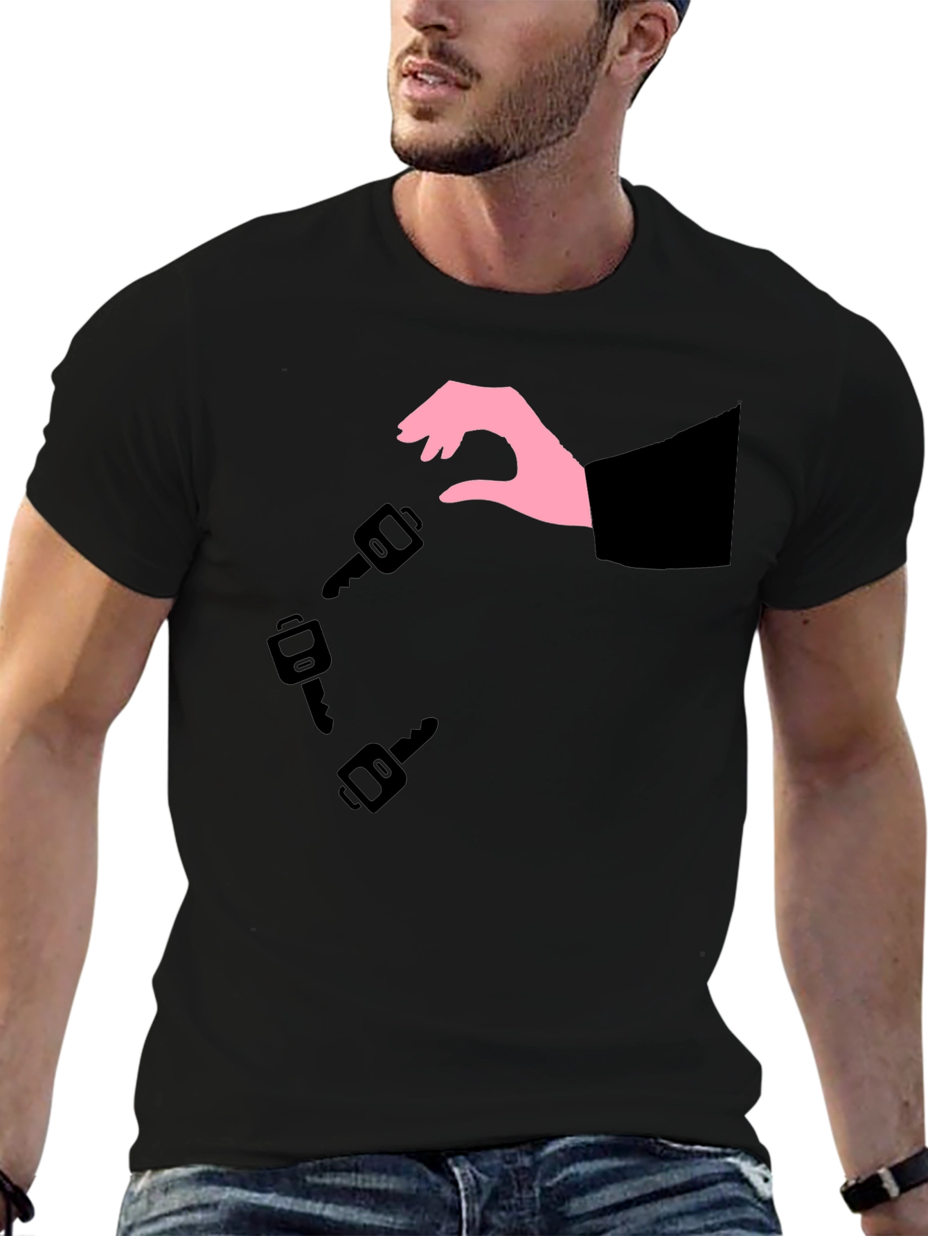 Key Dropping Black T-Shirt - Stylish Graphic Tee
