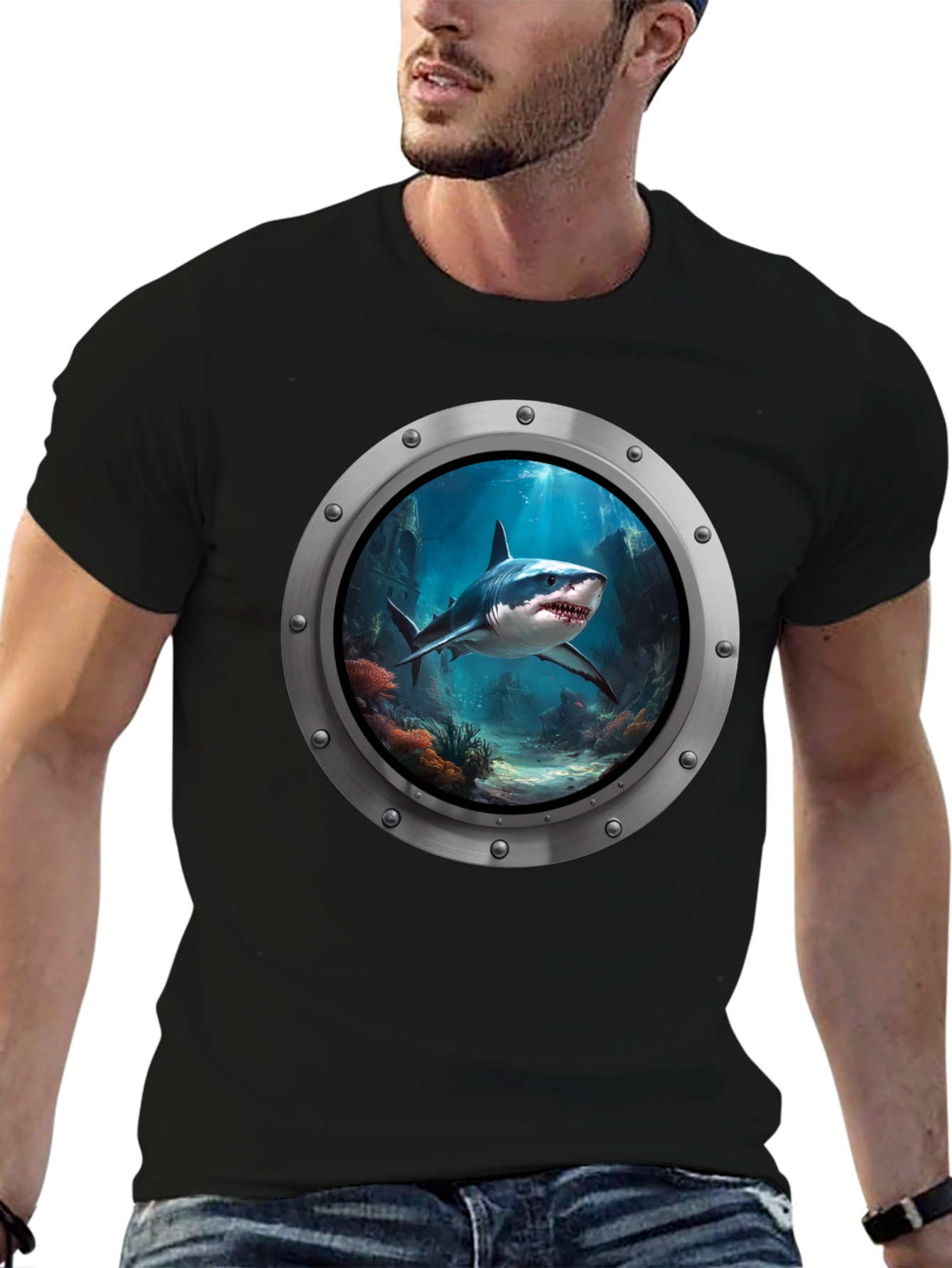 Shark Porthole T-Shirt - Undersea Adventure Tee