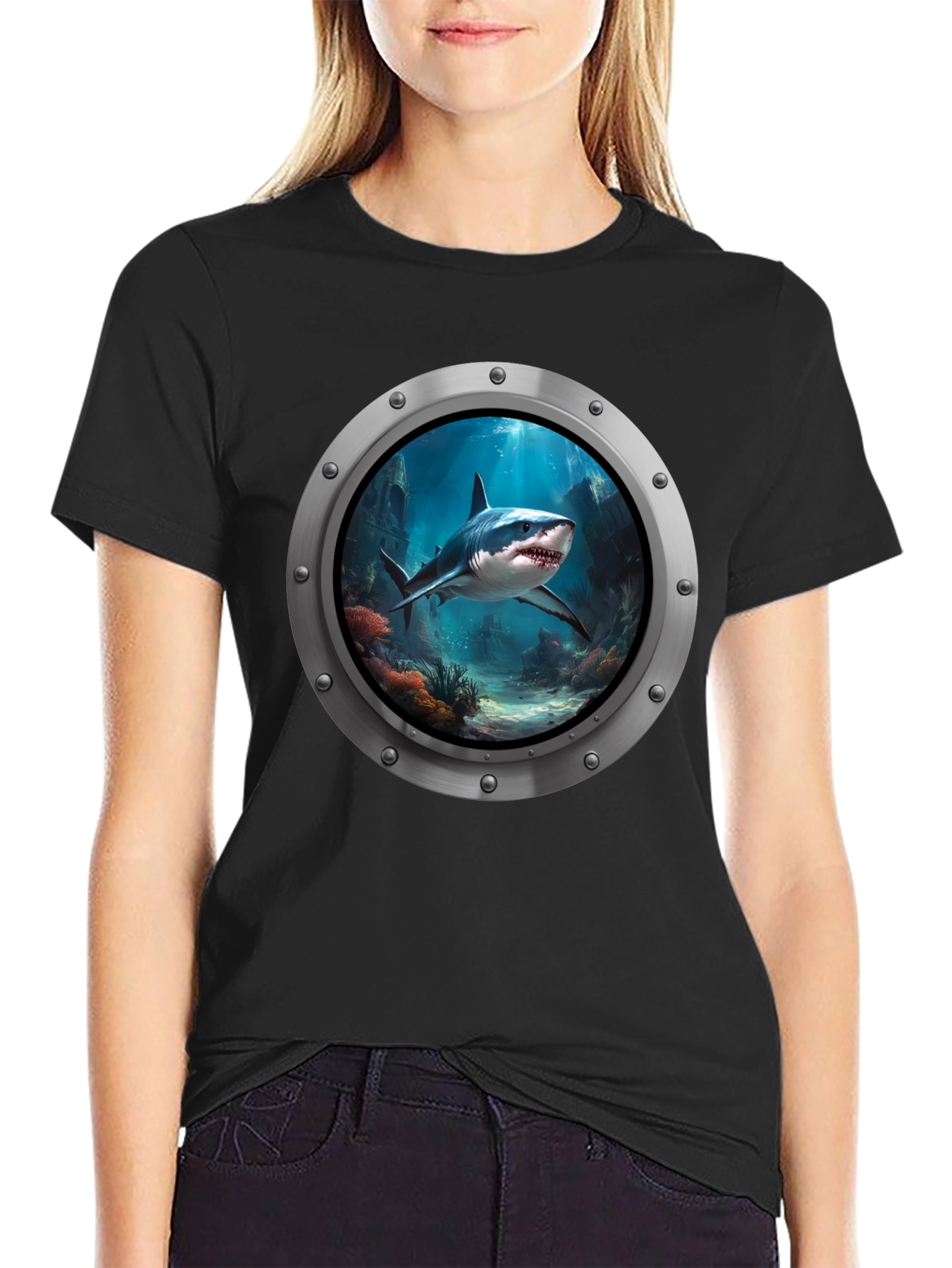 Shark Porthole T-Shirt - Undersea Adventure Tee