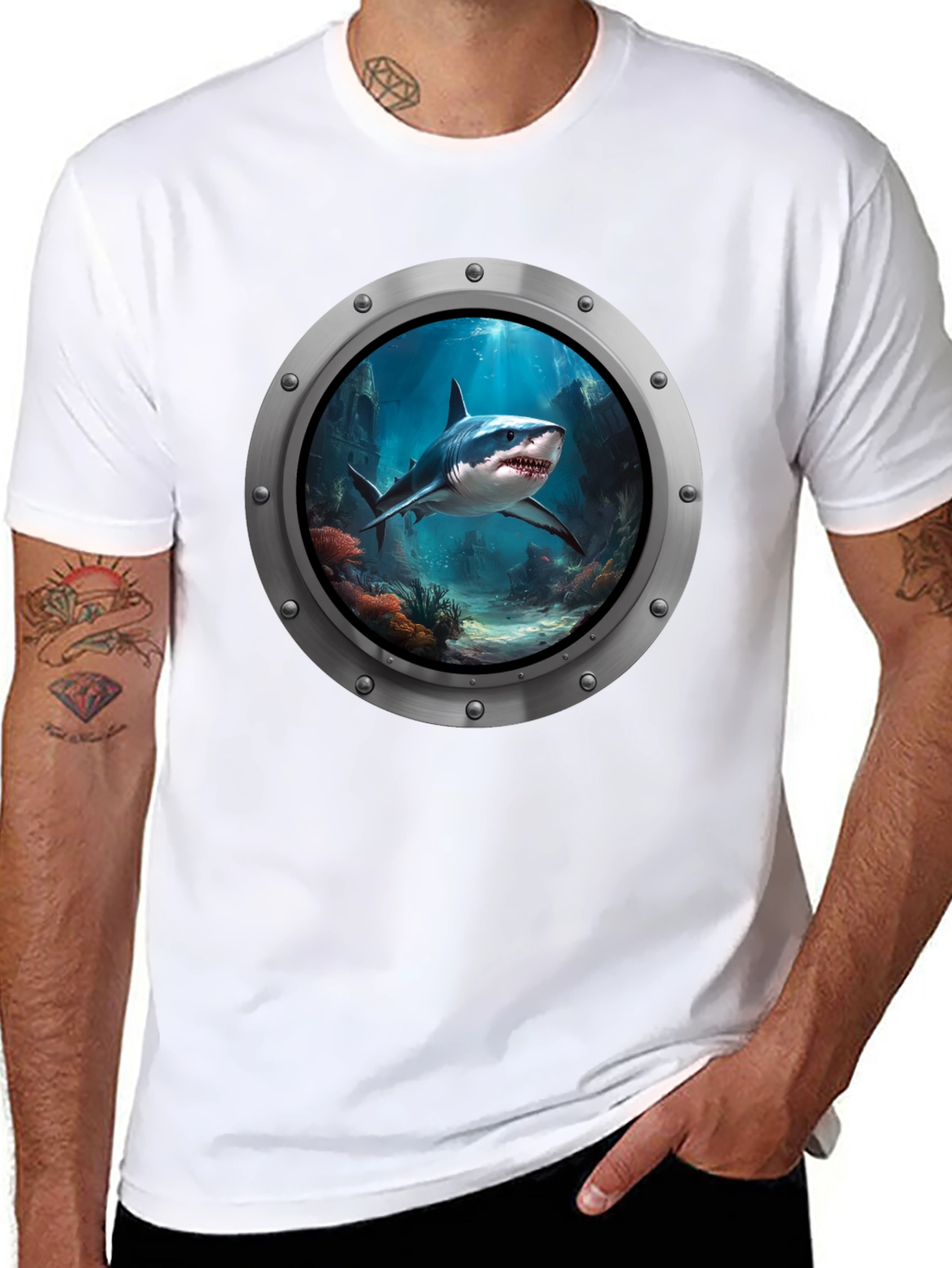 Shark Porthole T-Shirt - Undersea Adventure Tee
