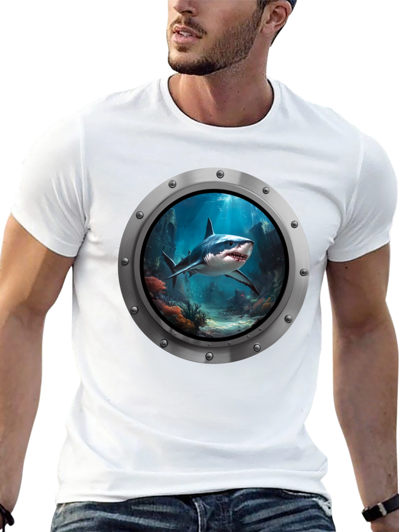 Shark Porthole T-Shirt - Undersea Adventure Tee