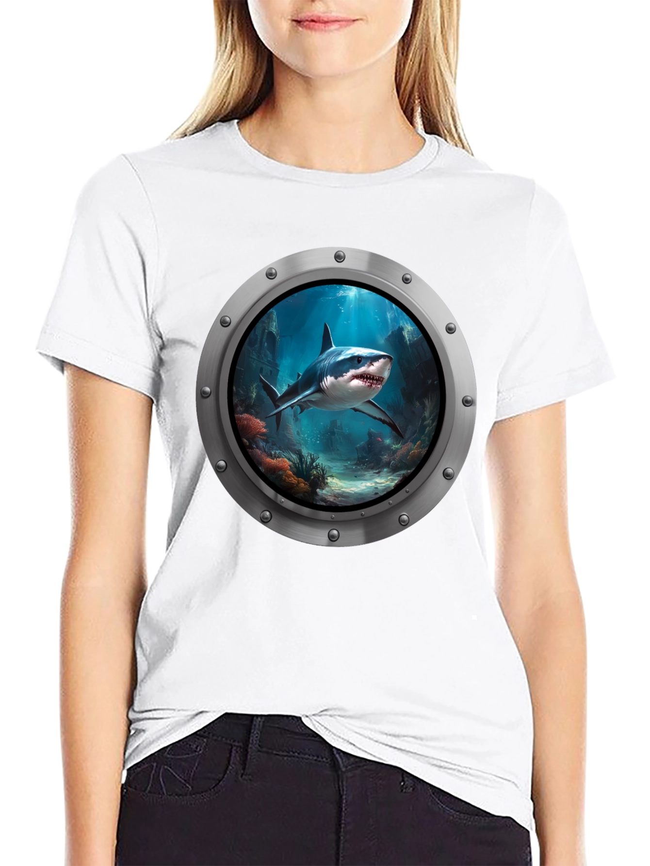 Shark Porthole T-Shirt - Undersea Adventure Tee