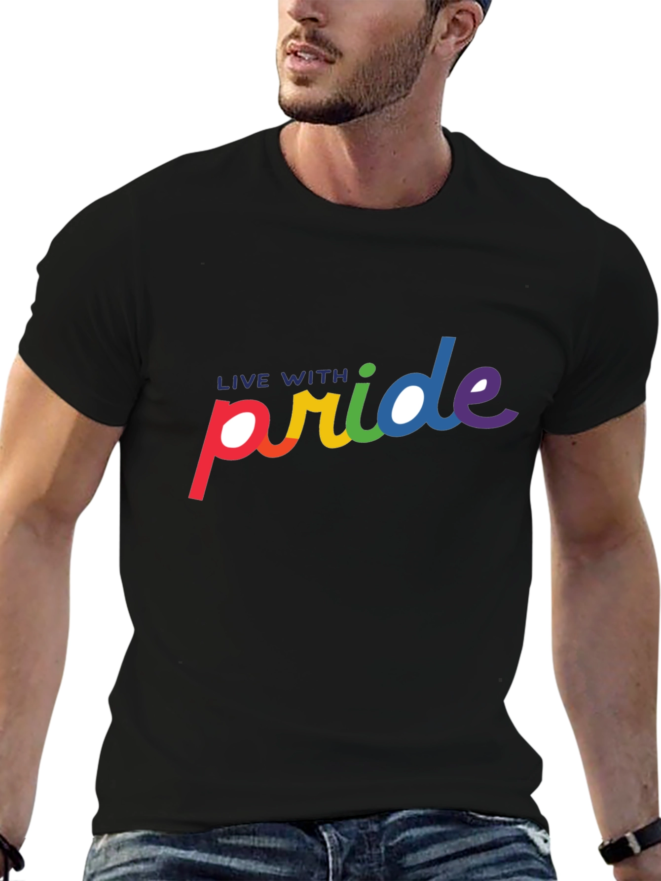 Live With Pride Rainbow Graphic T-Shirt