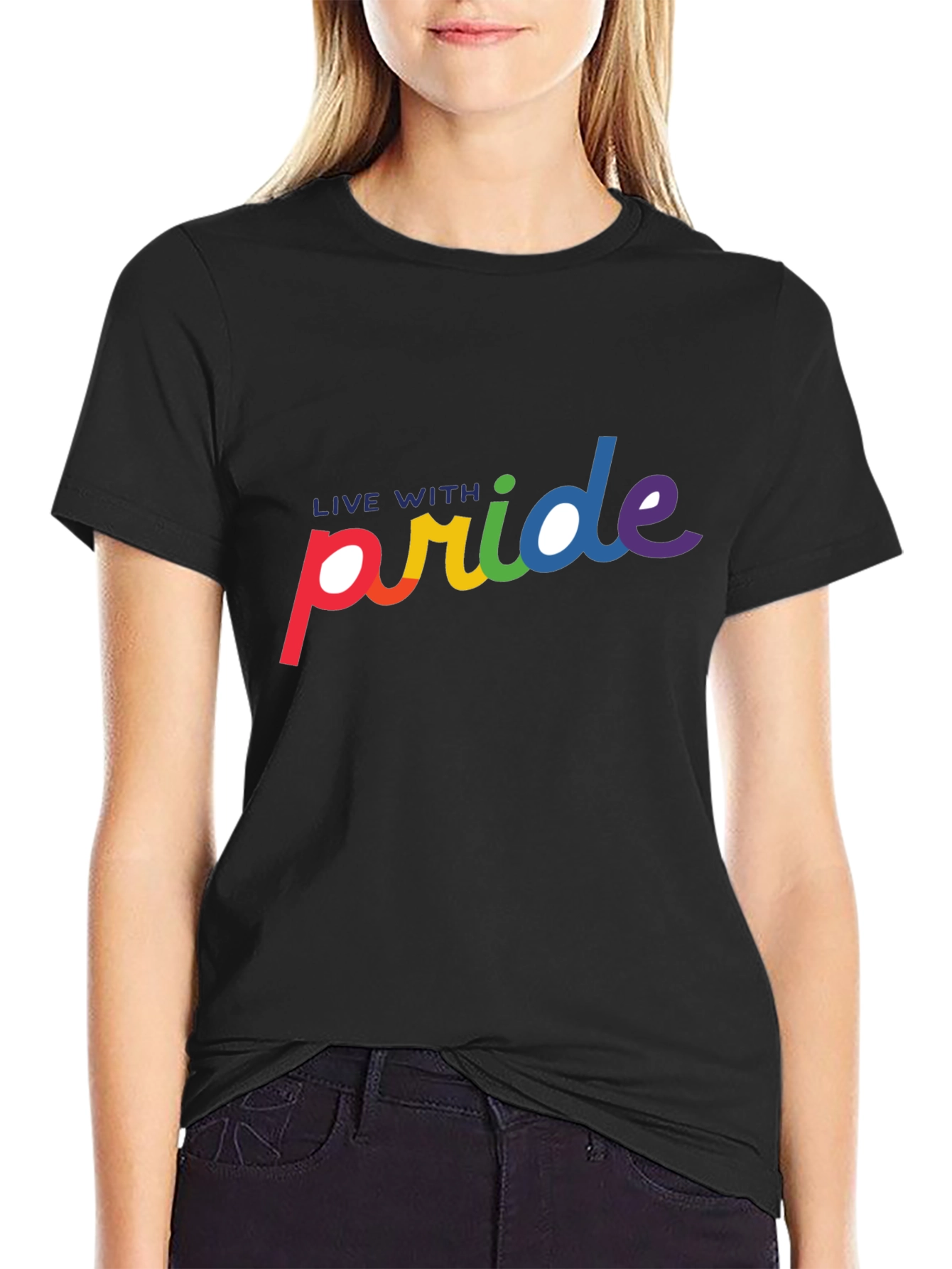 Live With Pride Rainbow Graphic T-Shirt