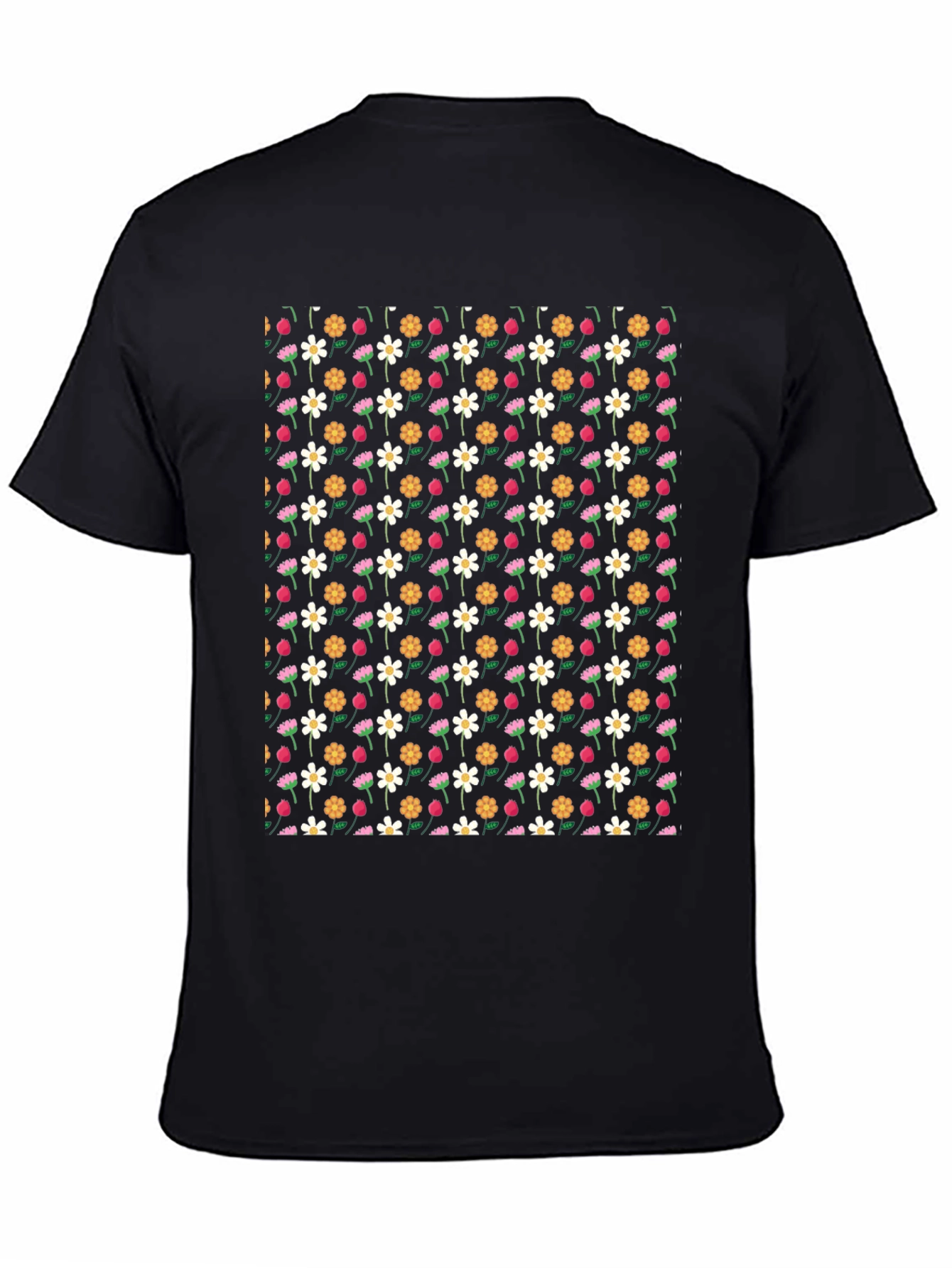 Floral Pattern Black T-Shirt