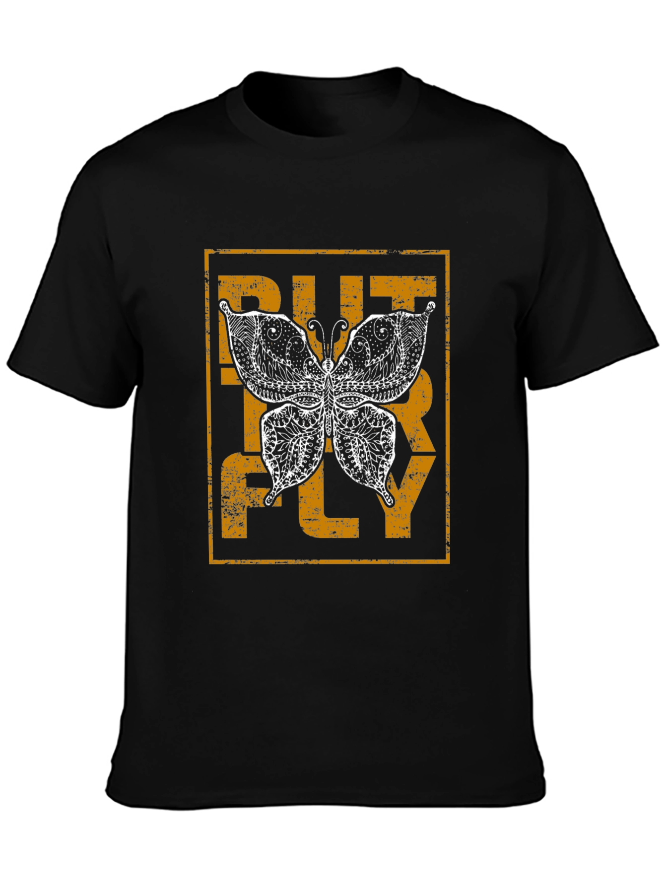Butterfly Graphic Print Black Tee