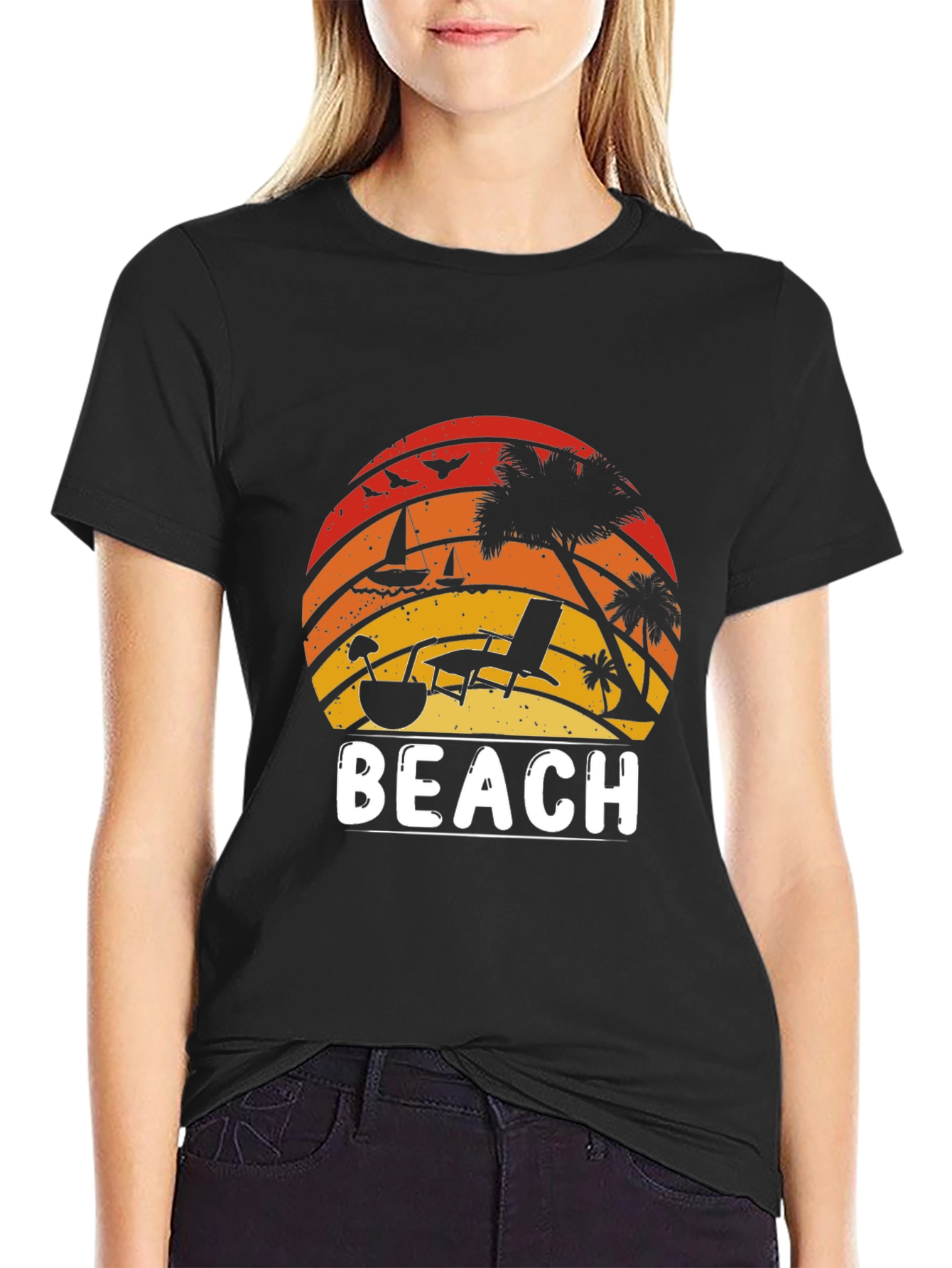 Retro Beach T-Shirt - Sunset Vibes