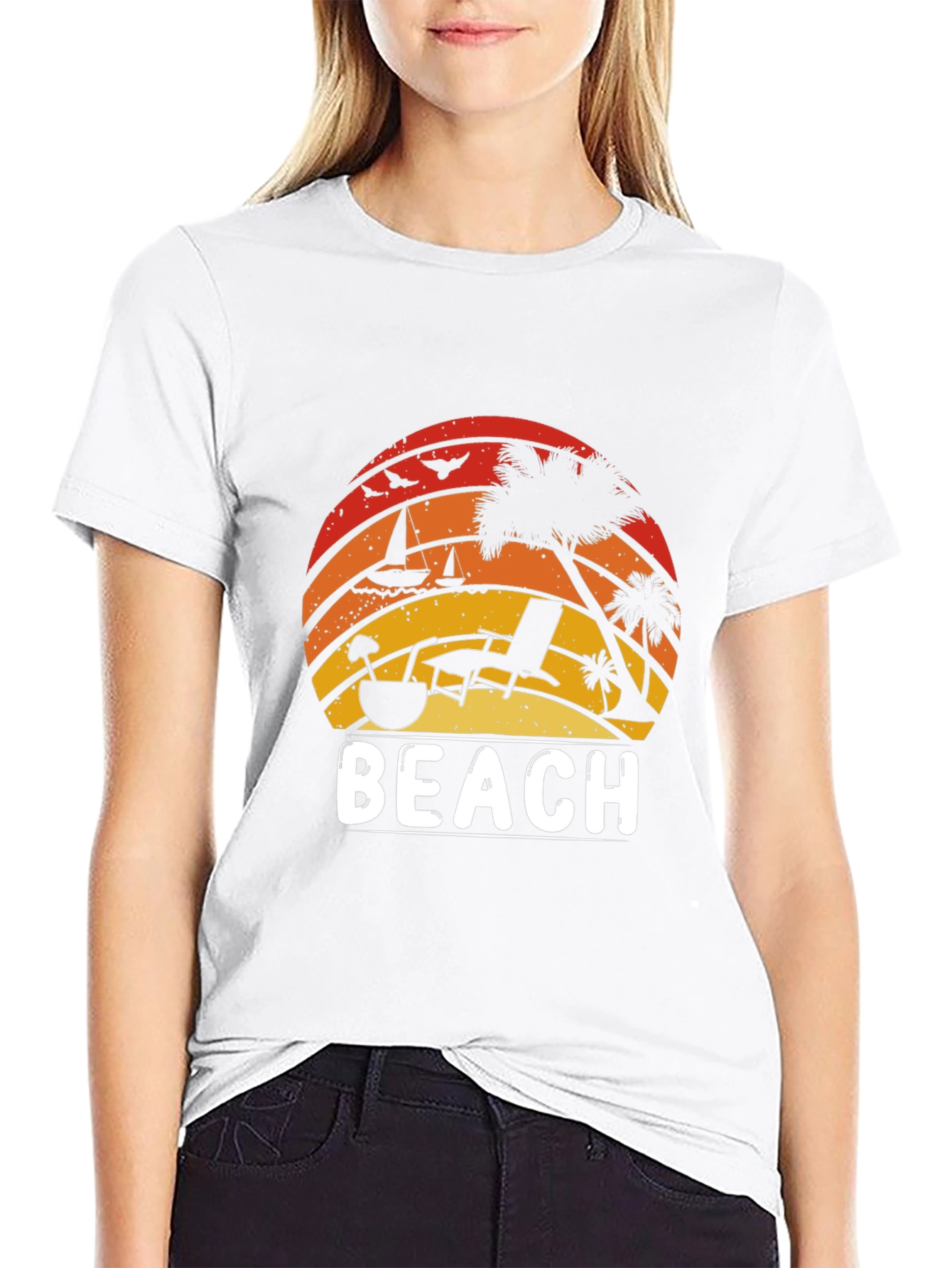 Retro Beach T-Shirt - Sunset Vibes
