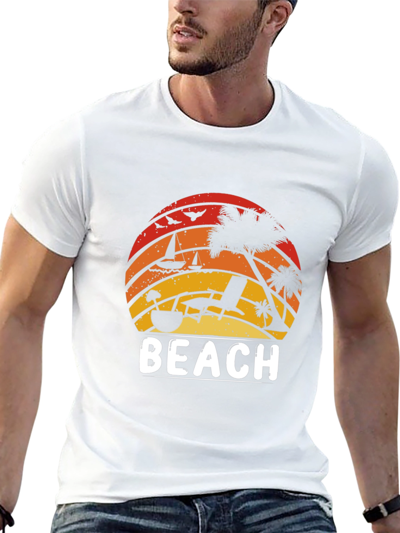 Retro Beach T-Shirt - Sunset Vibes