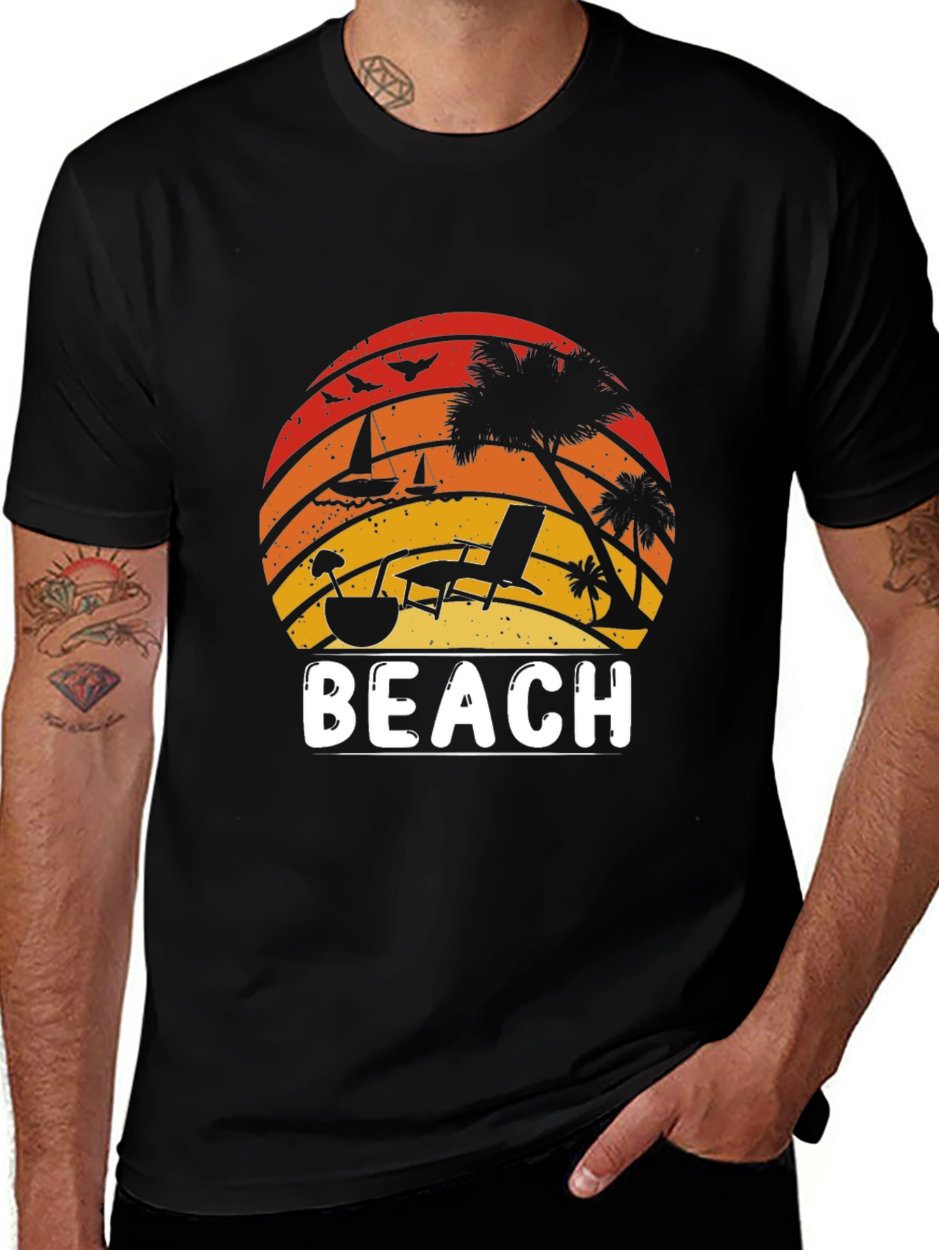 Retro Beach T-Shirt - Sunset Vibes
