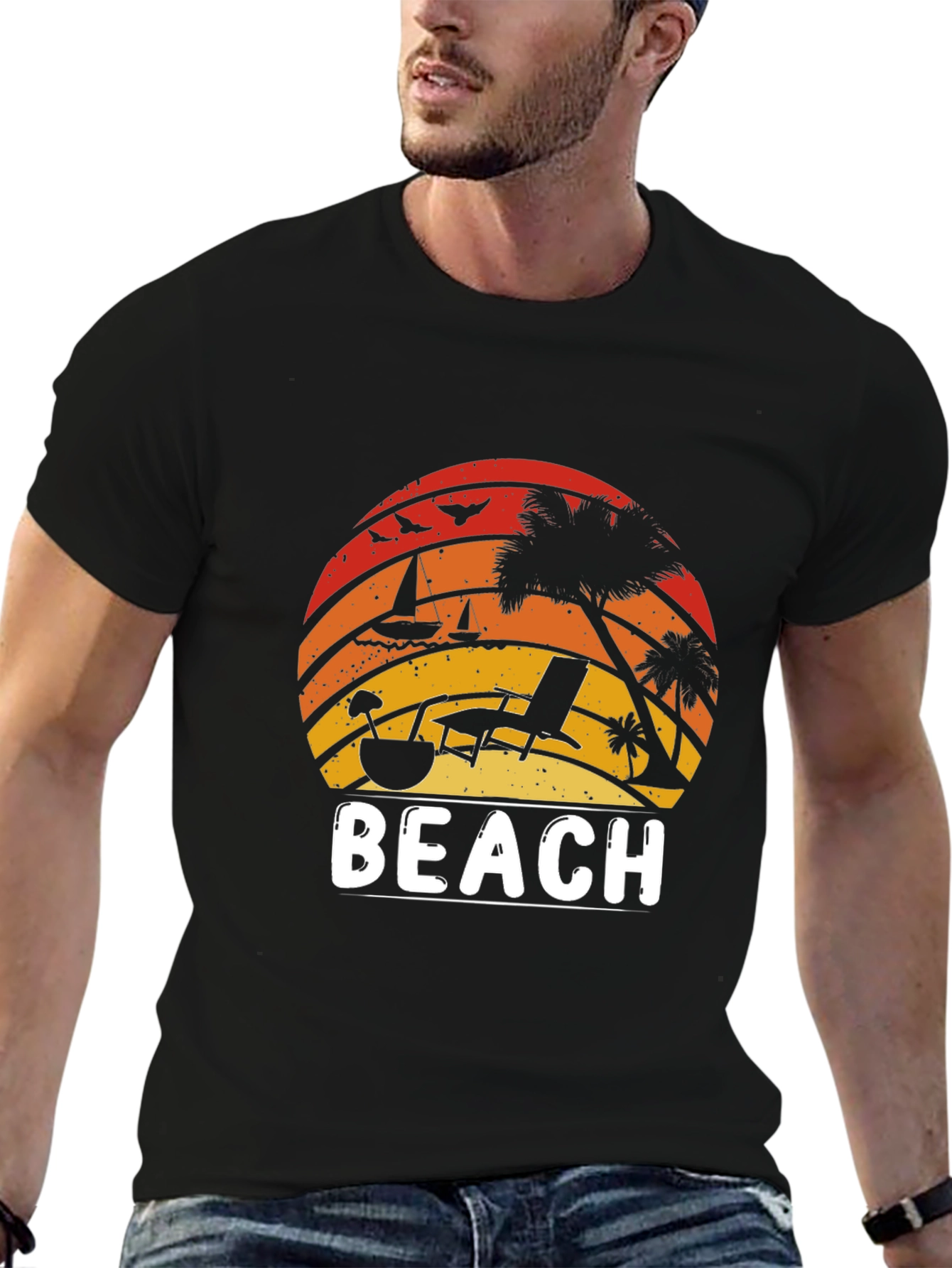 Retro Beach T-Shirt - Sunset Vibes