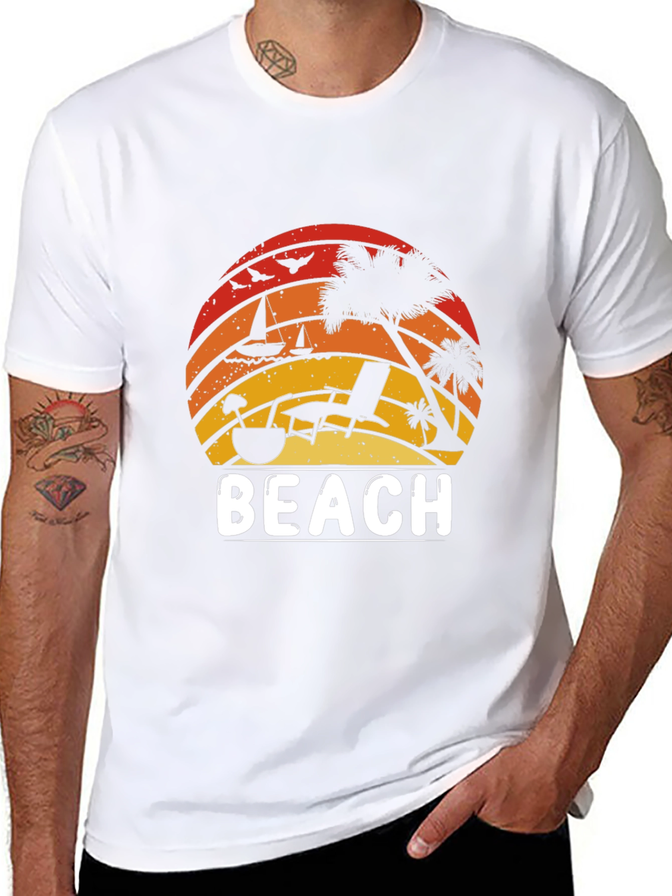 Retro Beach T-Shirt - Sunset Vibes