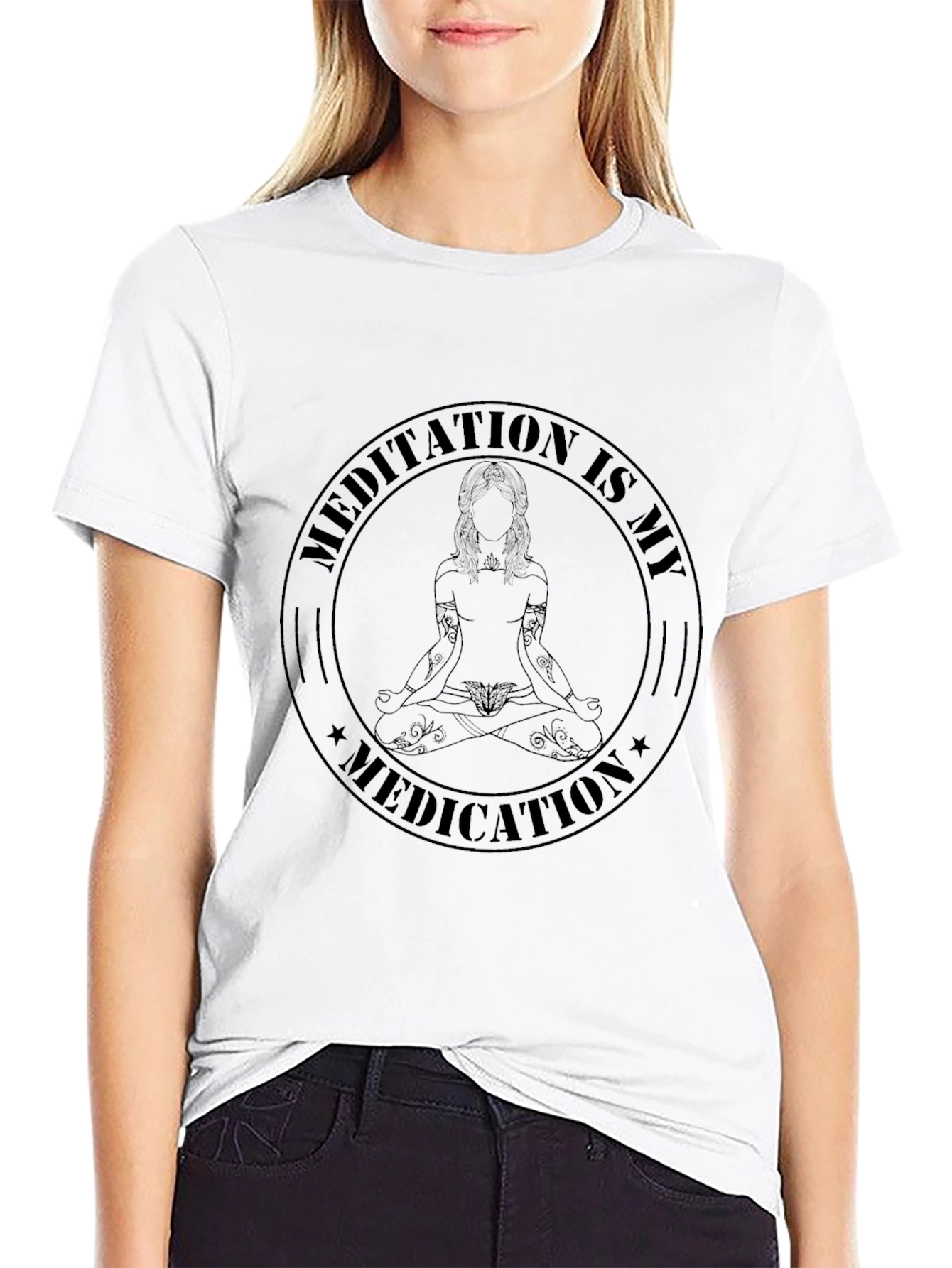 Meditation is My Medication Black T-Shirt