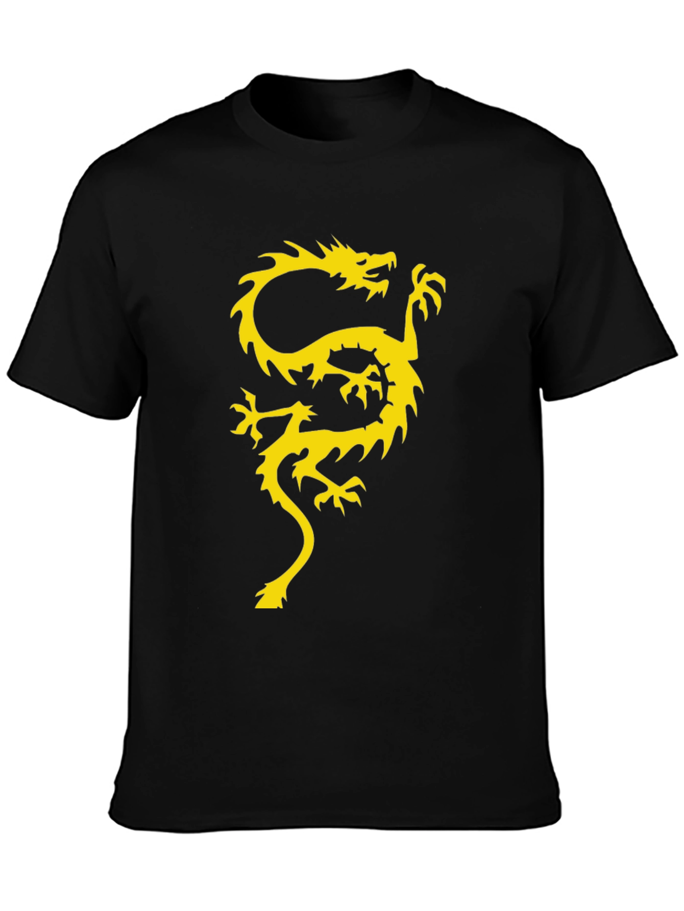 Black T-Shirt with Gold Dragon Graphic