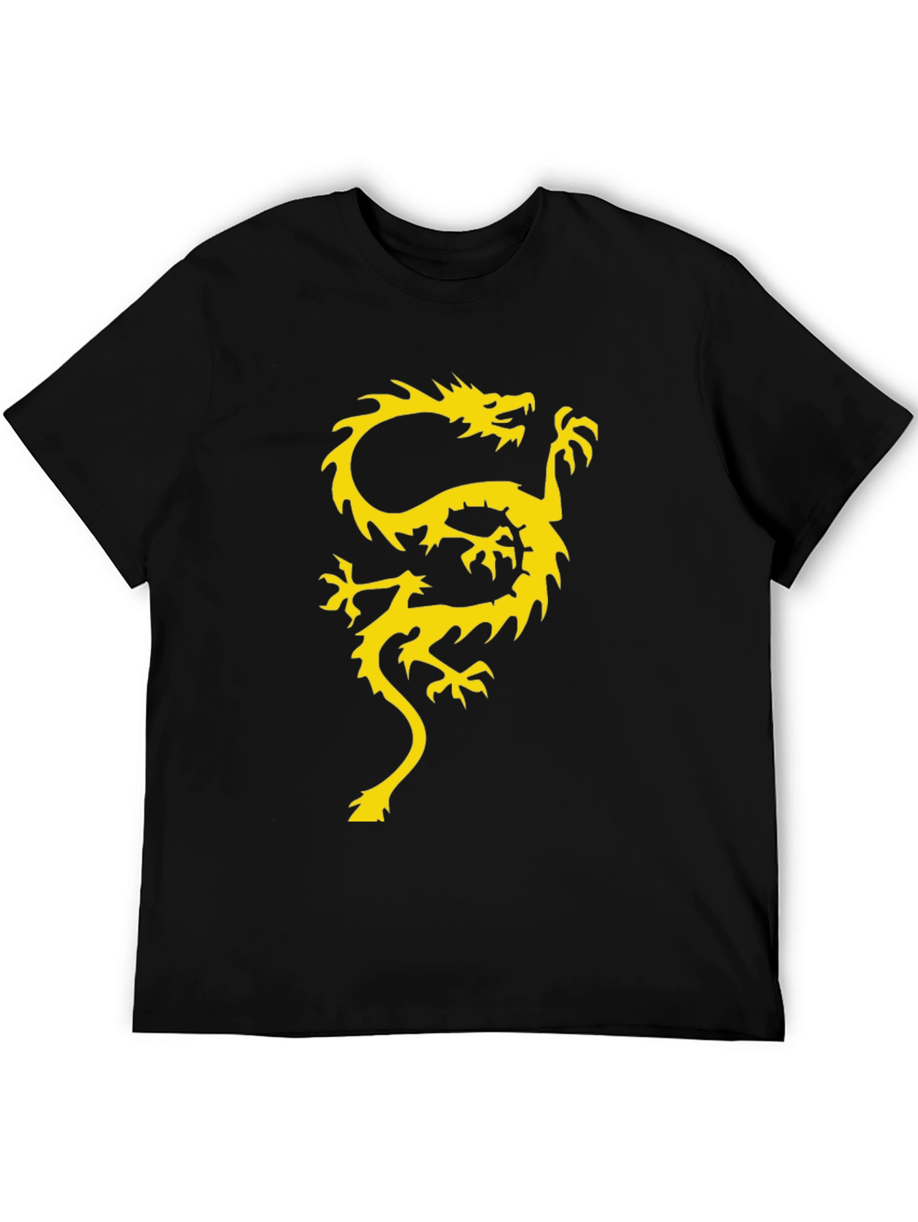 Black T-Shirt with Gold Dragon Graphic