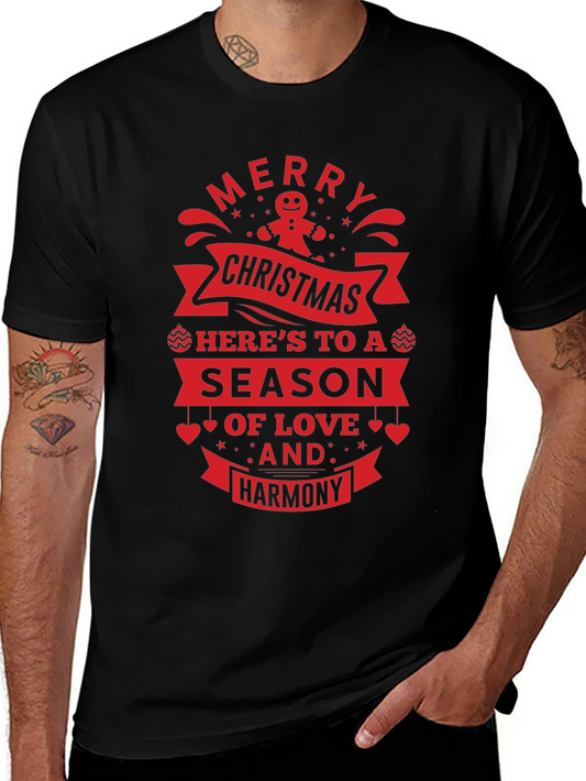 Festive Christmas T-Shirt: Merry Christmas Love & Harmony Design