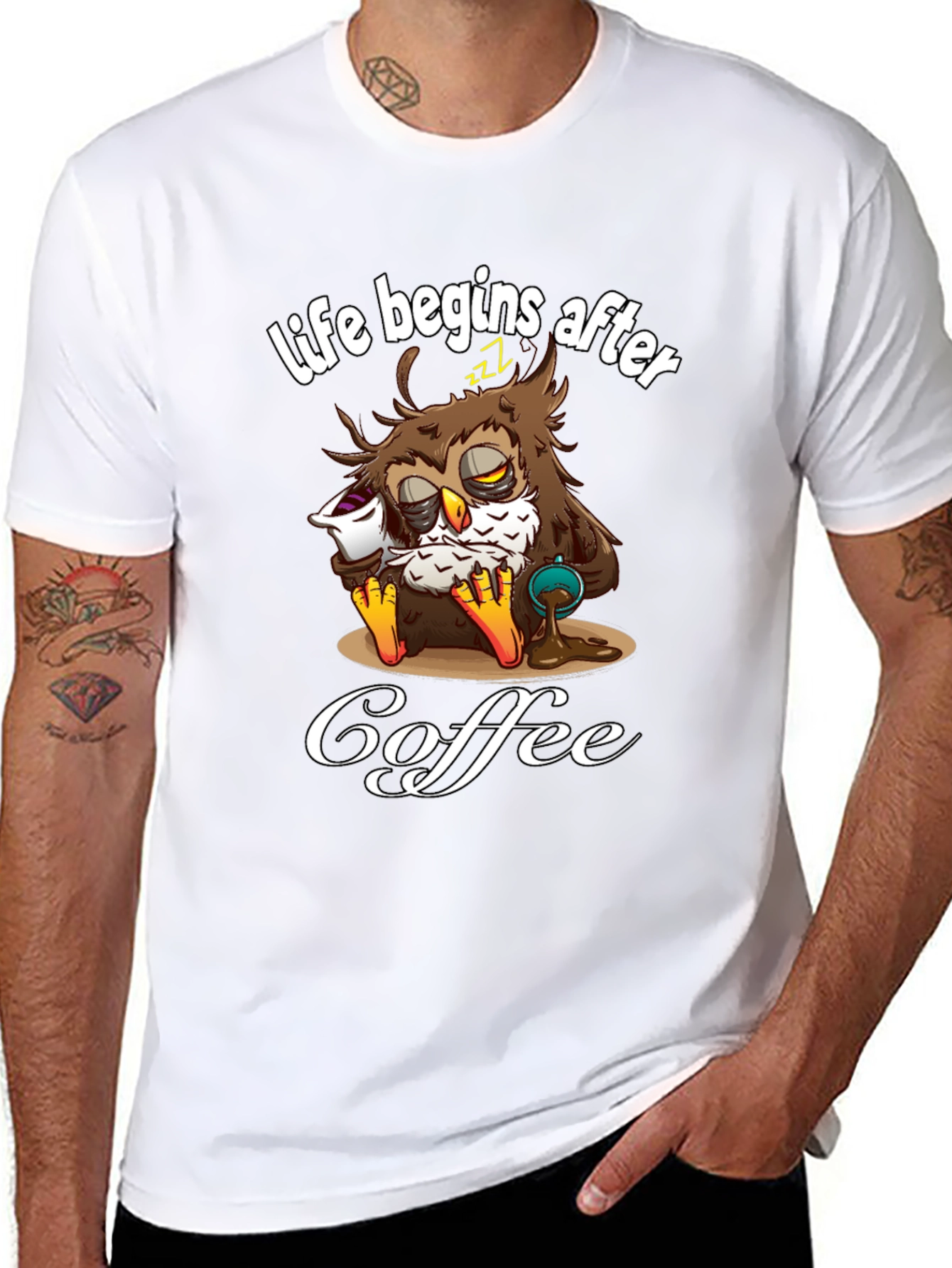 Life Begins After Coffee Owl T-Shirt