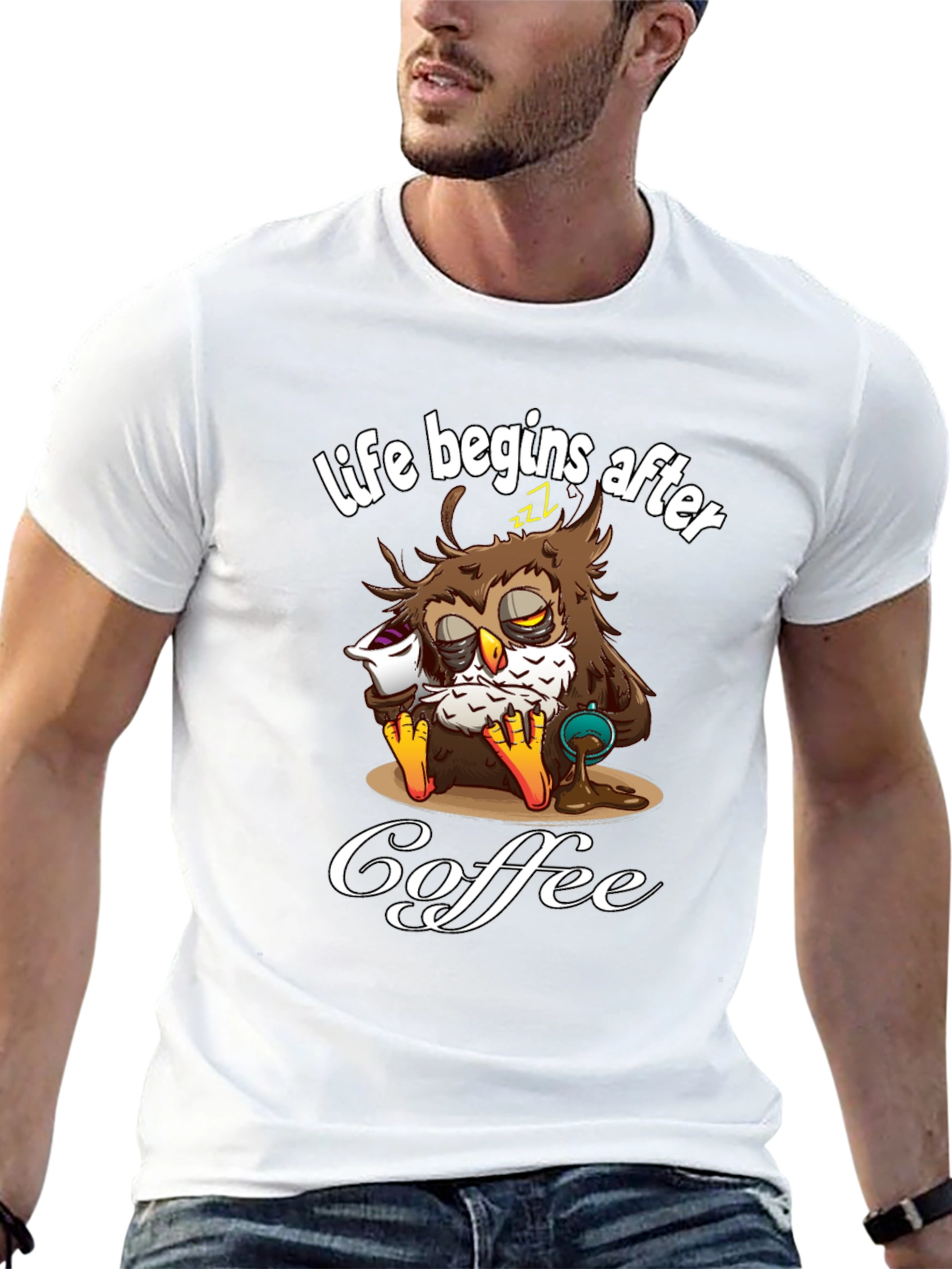 Life Begins After Coffee Owl T-Shirt